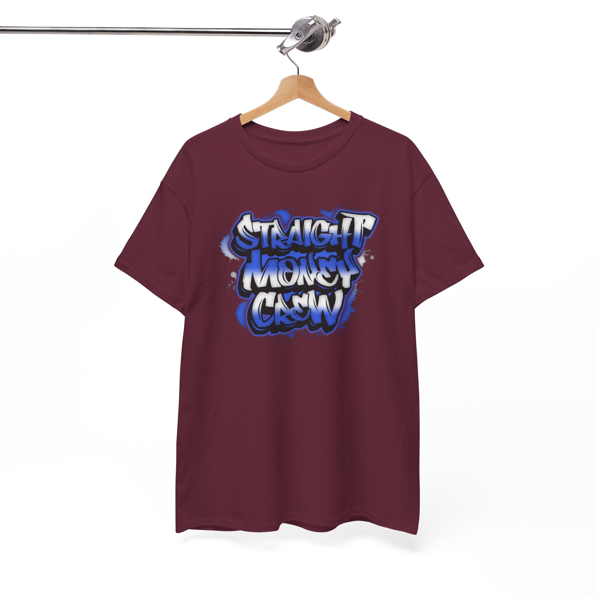 T-Shirt — "Stackin' Money Crew" Blue Graffiti Graphic Tee