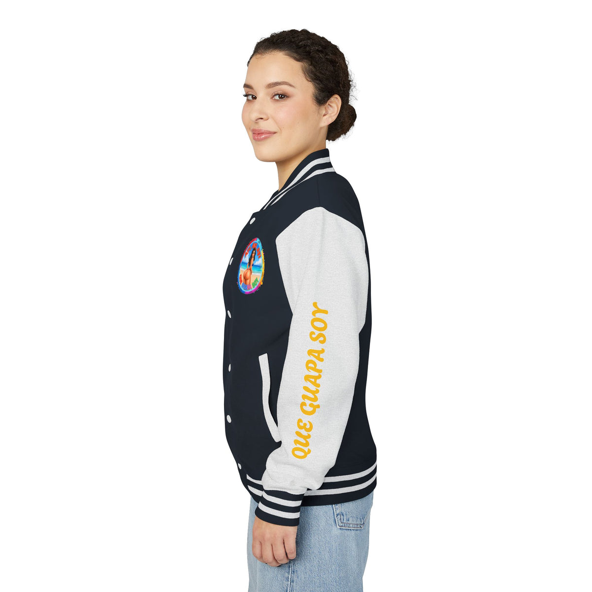 Letterman Jacket – Retro Beach Pinup Varsity Jacket with 'Ayi Ayi Ayi' Graphic