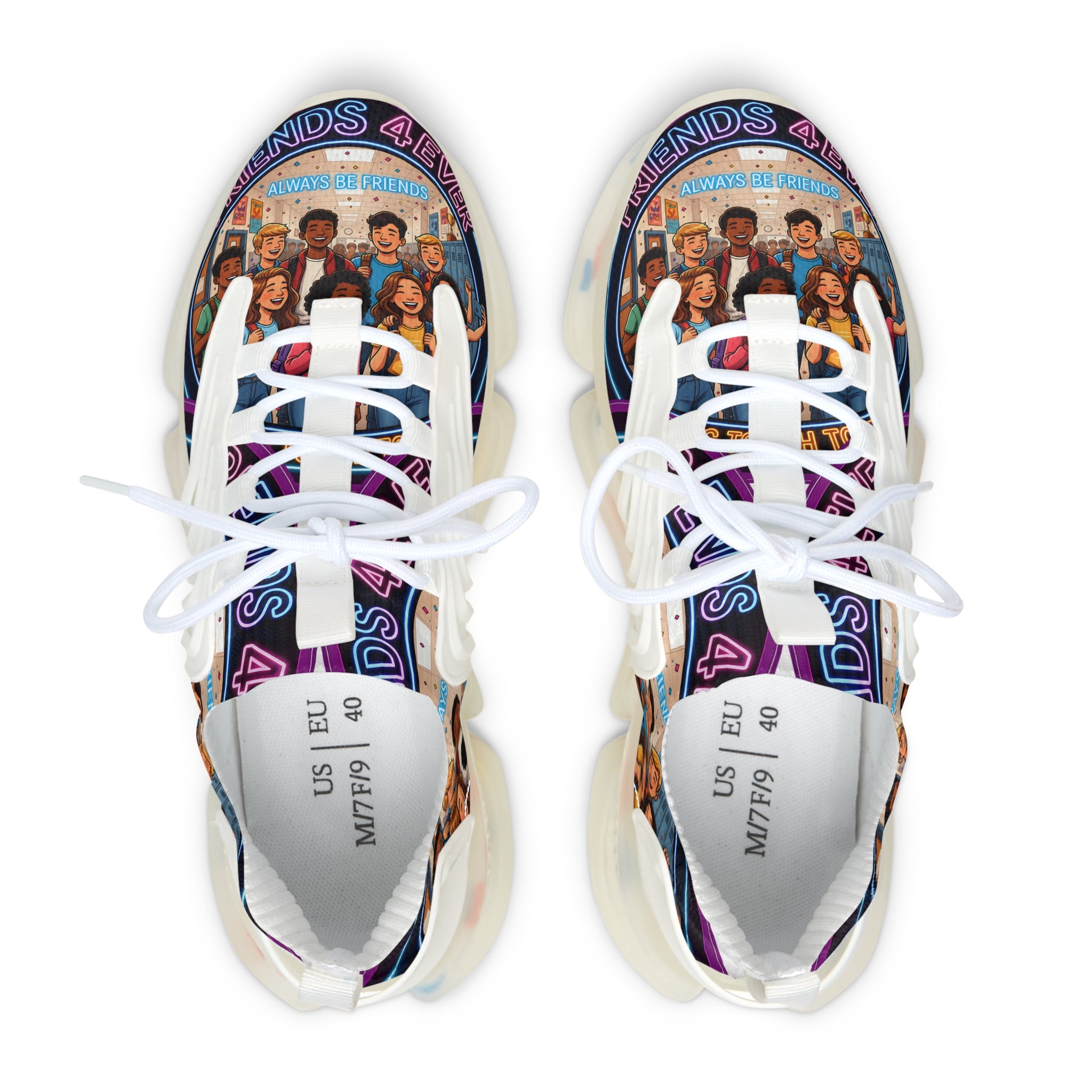 Mesh Sneakers — 'Friends 4Ever' Retro Group Photo Graphic Women's Athletic Shoes