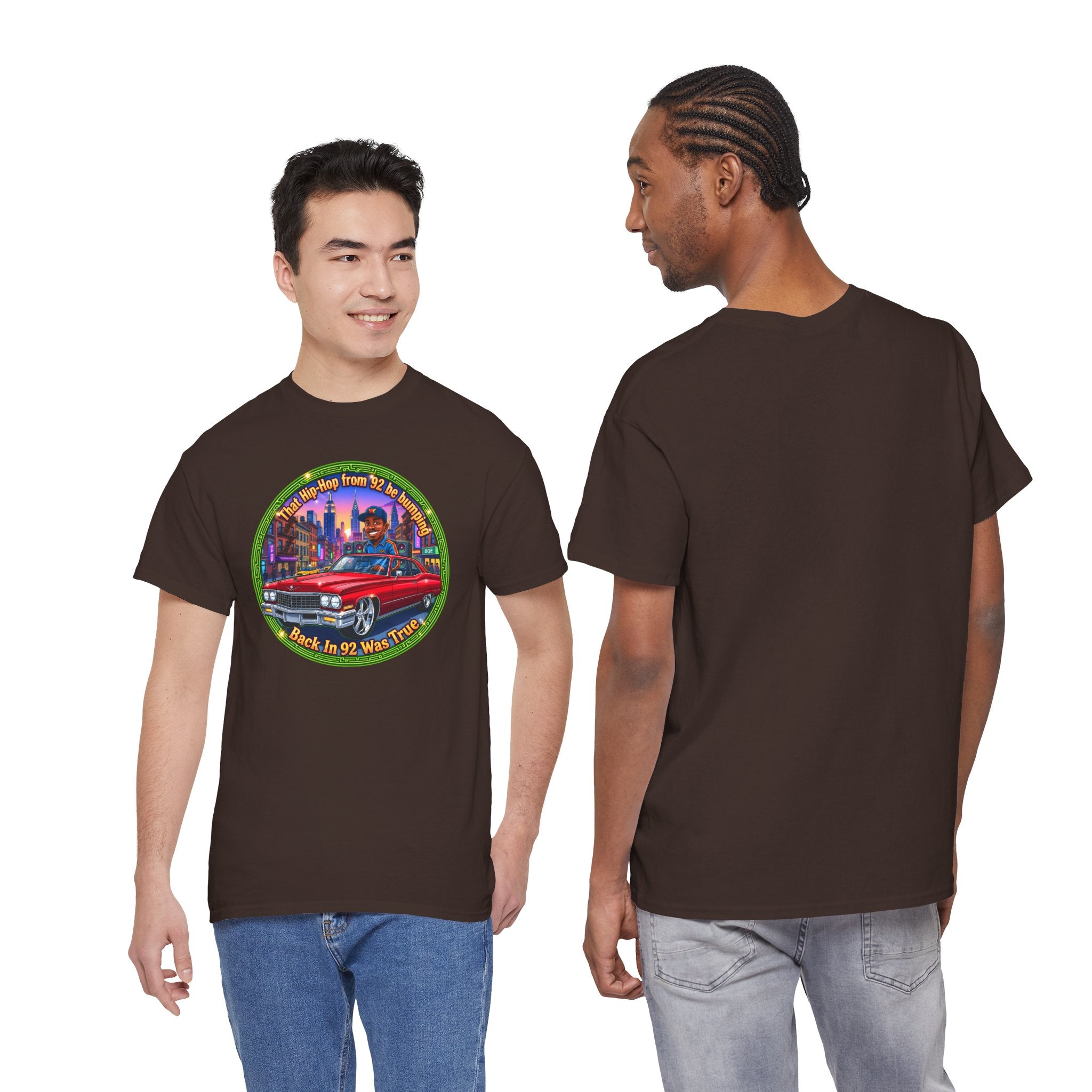 Vintage Red Convertible T-Shirt – “That Hip-hop From 92 Be Bumping" Retro City Cruise Tee