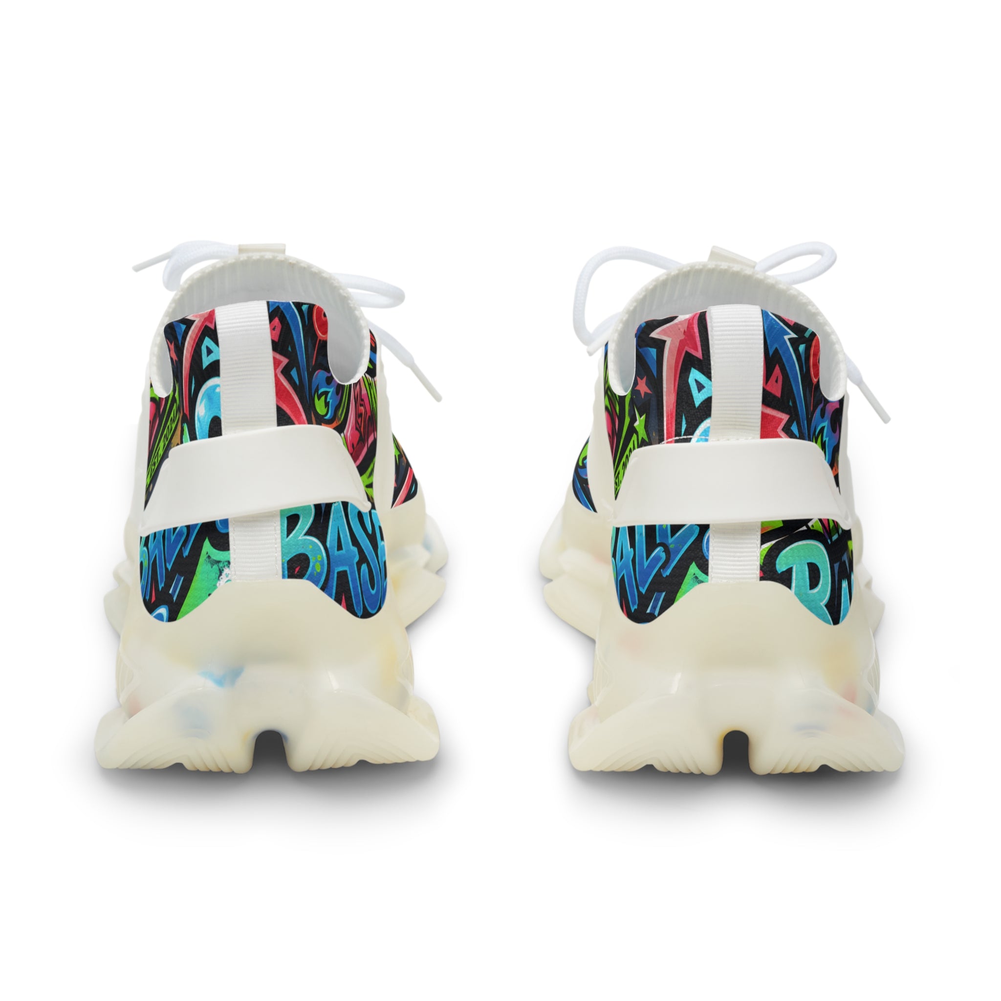 Mesh Sneakers —" Can You Baseball "Bold Graffiti Print Men's Athletic Shoes