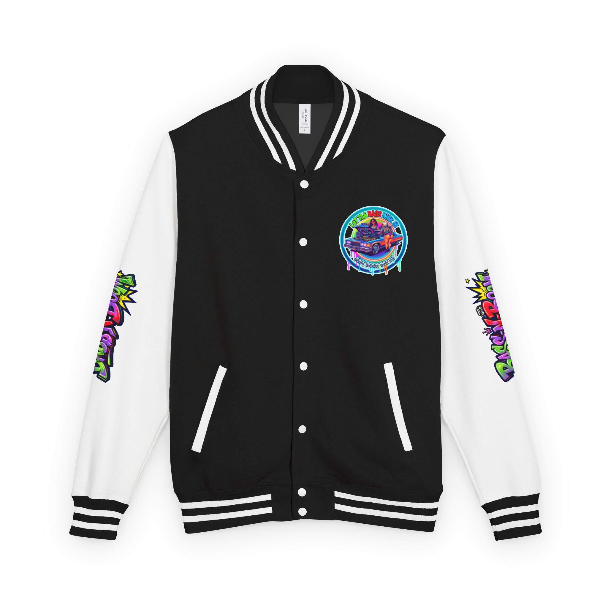Letterman Jacket — ' Let The Bass Kick In' Retro Lowrider Crew Graphic