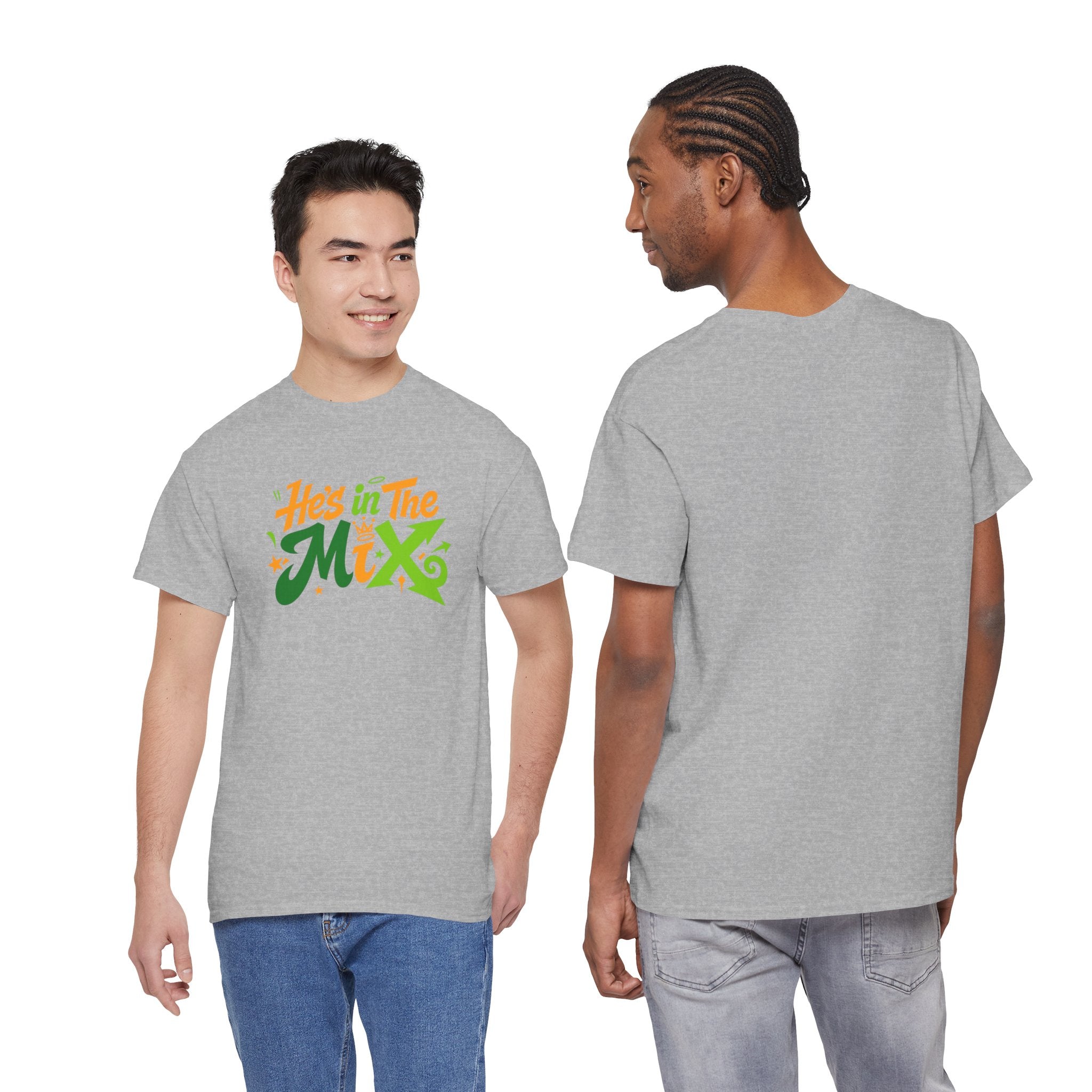 "He's in the Mix" T-Shirt — Retro Green & Orange DJ/Music Tee
