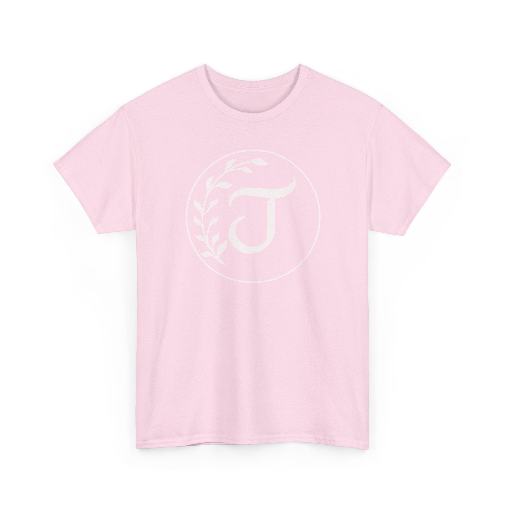 White Tee with Subtle "Floral J " Jesus Christ "— Minimalist Japanese Character T-Shirt