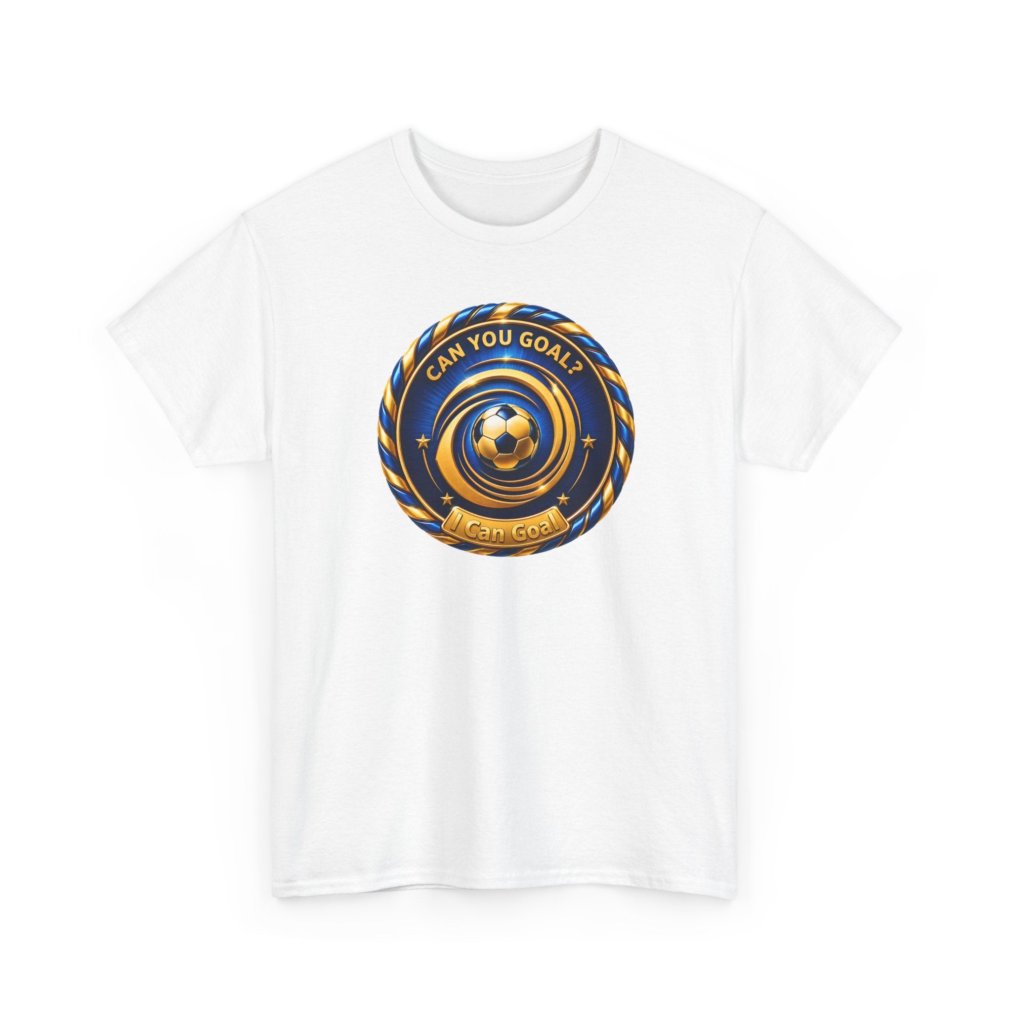 Soccer Badge Tee — "Can You Goal?" Graphic Soccer Shirt