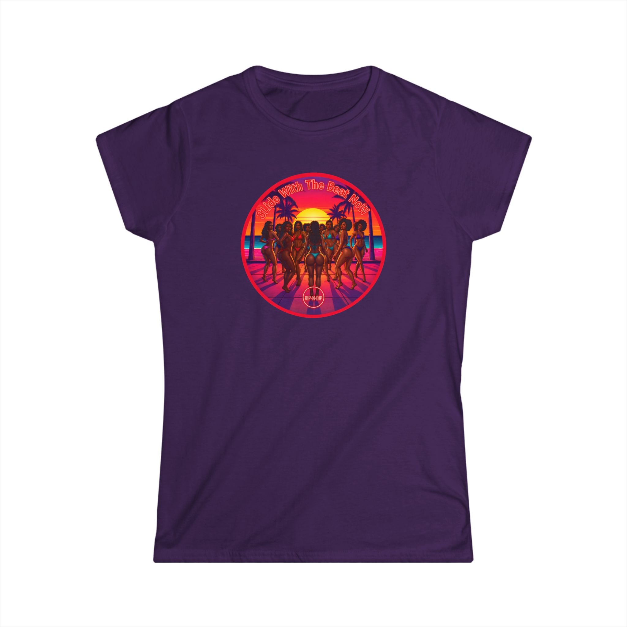 Women's Softstyle Tee — '' Slide With The Best Now" Classic White Crewneck T-Shirt