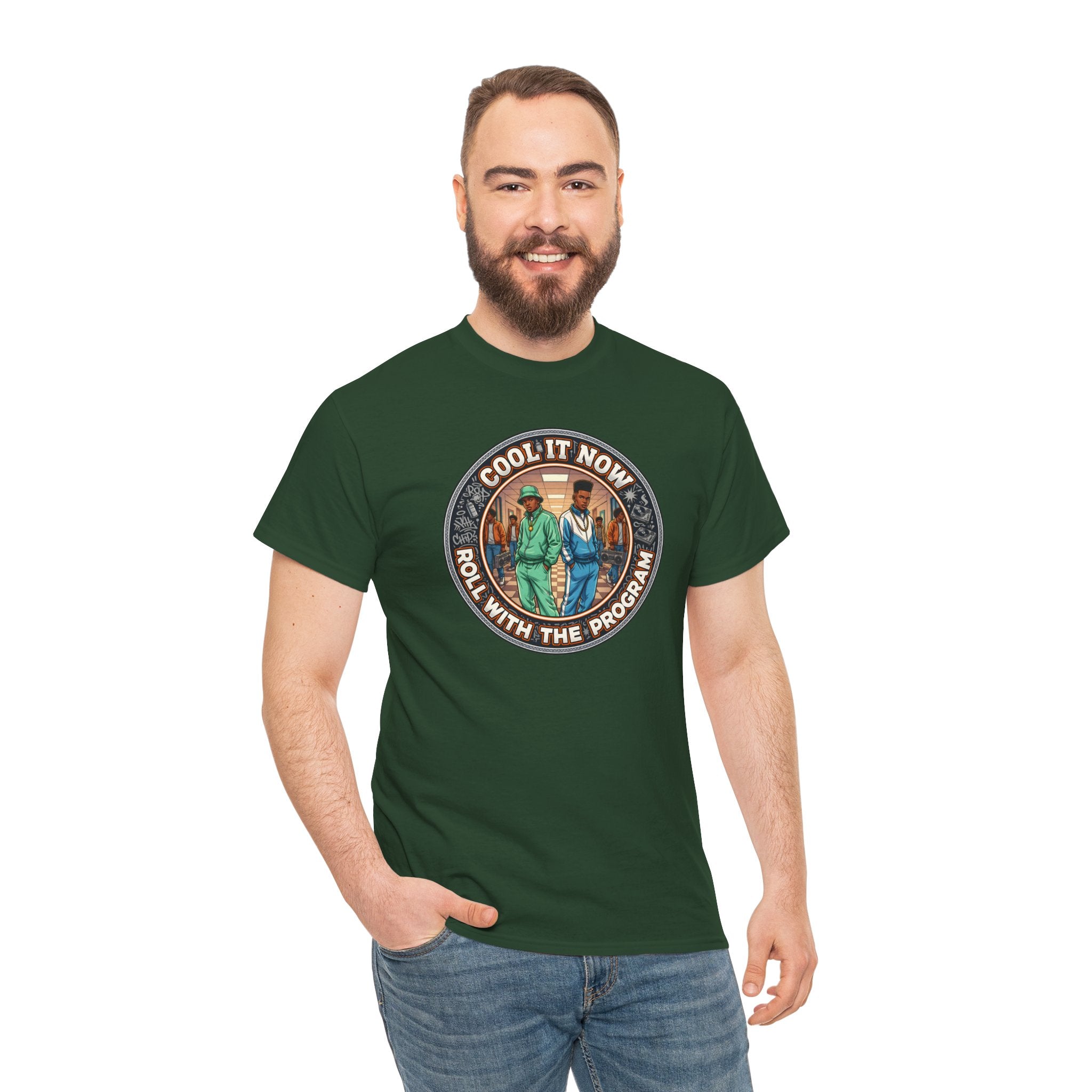 Cool It Now Tee — "Cool It Now Roll With The Program" Vintage Patch Graphic T-Shirt