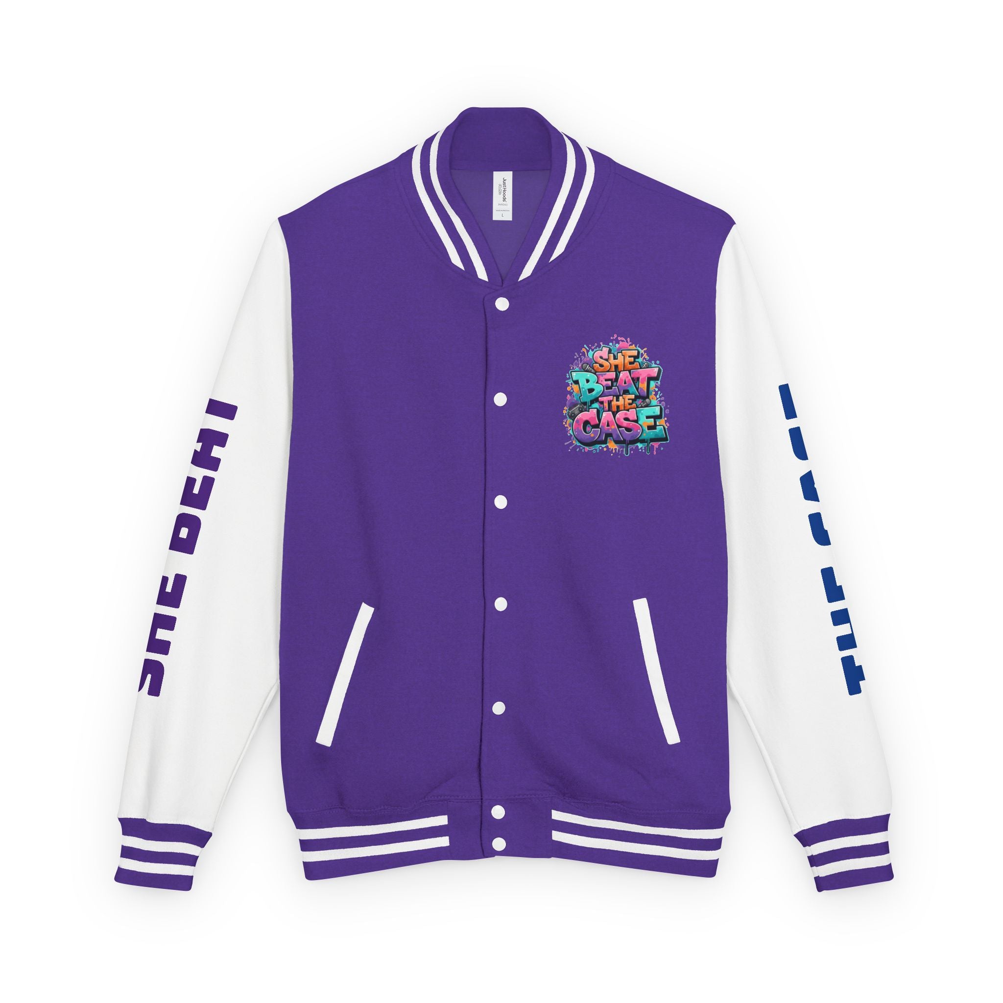 Letterman Jacket — “She Beat the Case” Colorful Graffiti Backprint