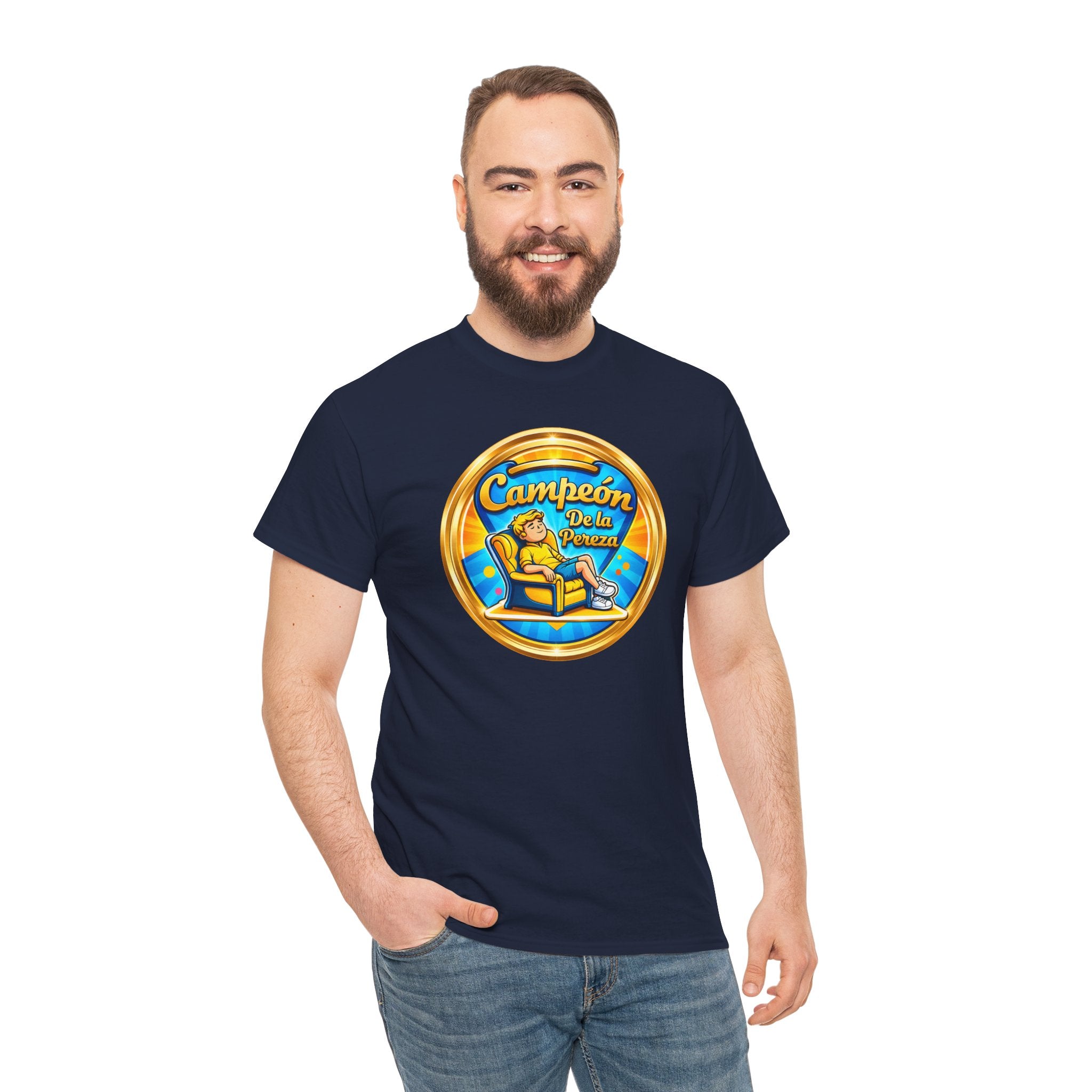 "Campeón De La Pereza" Tee — Gold Badge Adventure T‑Shirt