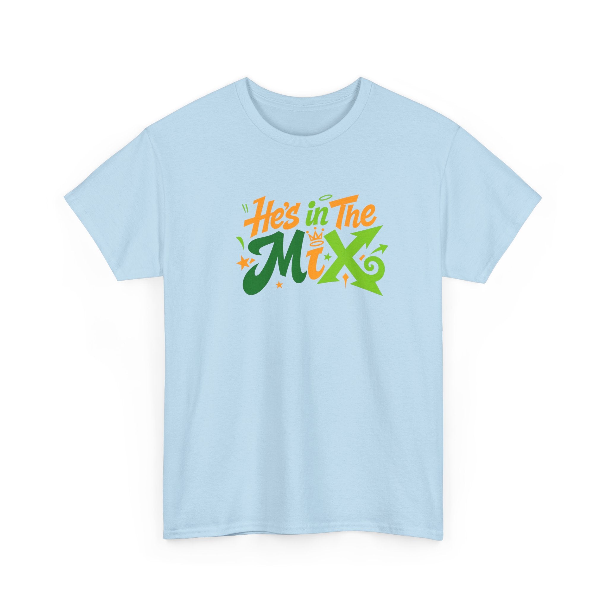 "He's in the Mix" T-Shirt — Retro Green & Orange DJ/Music Tee
