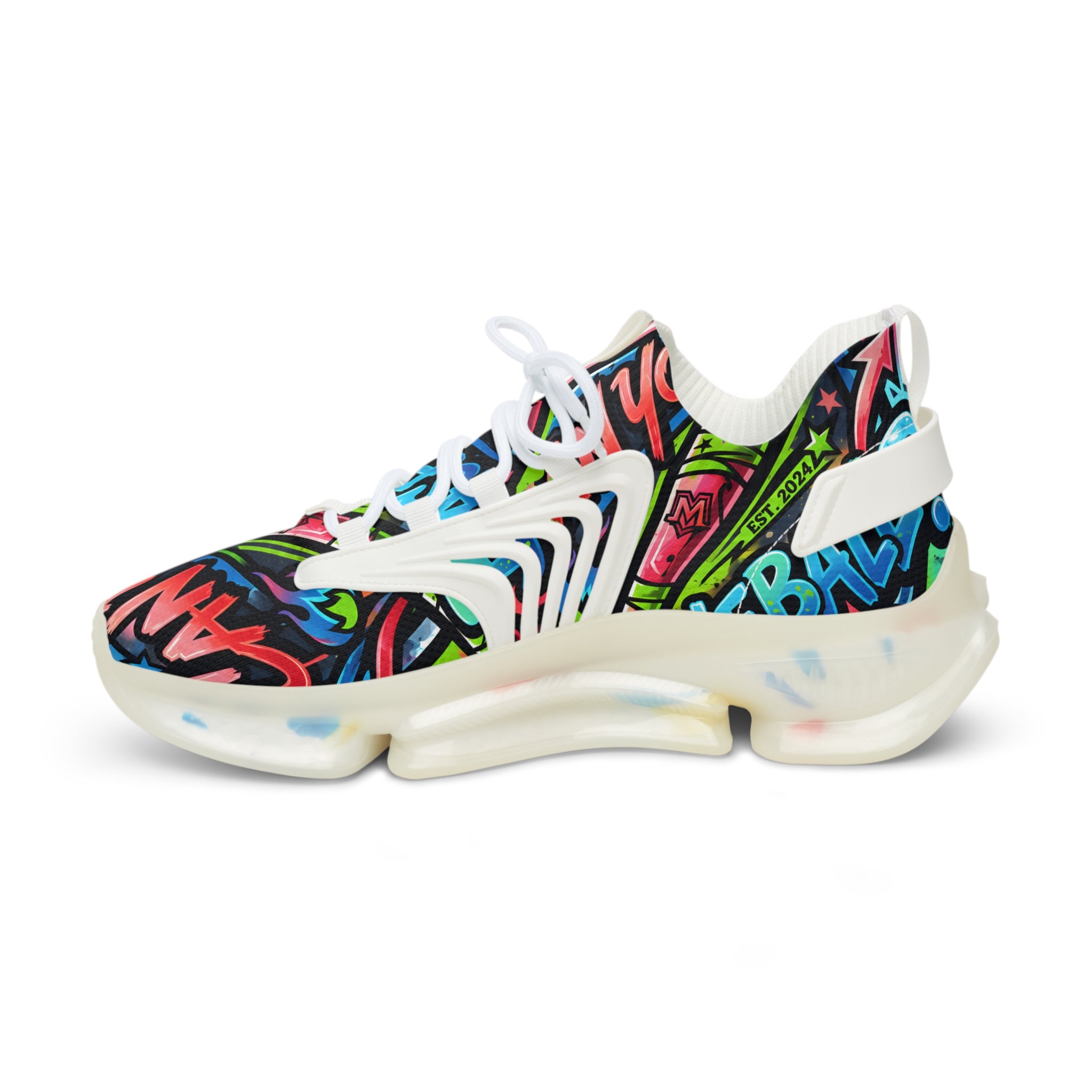 Mesh Sneakers —" Can You Baseball "Bold Graffiti Print Men's Athletic Shoes