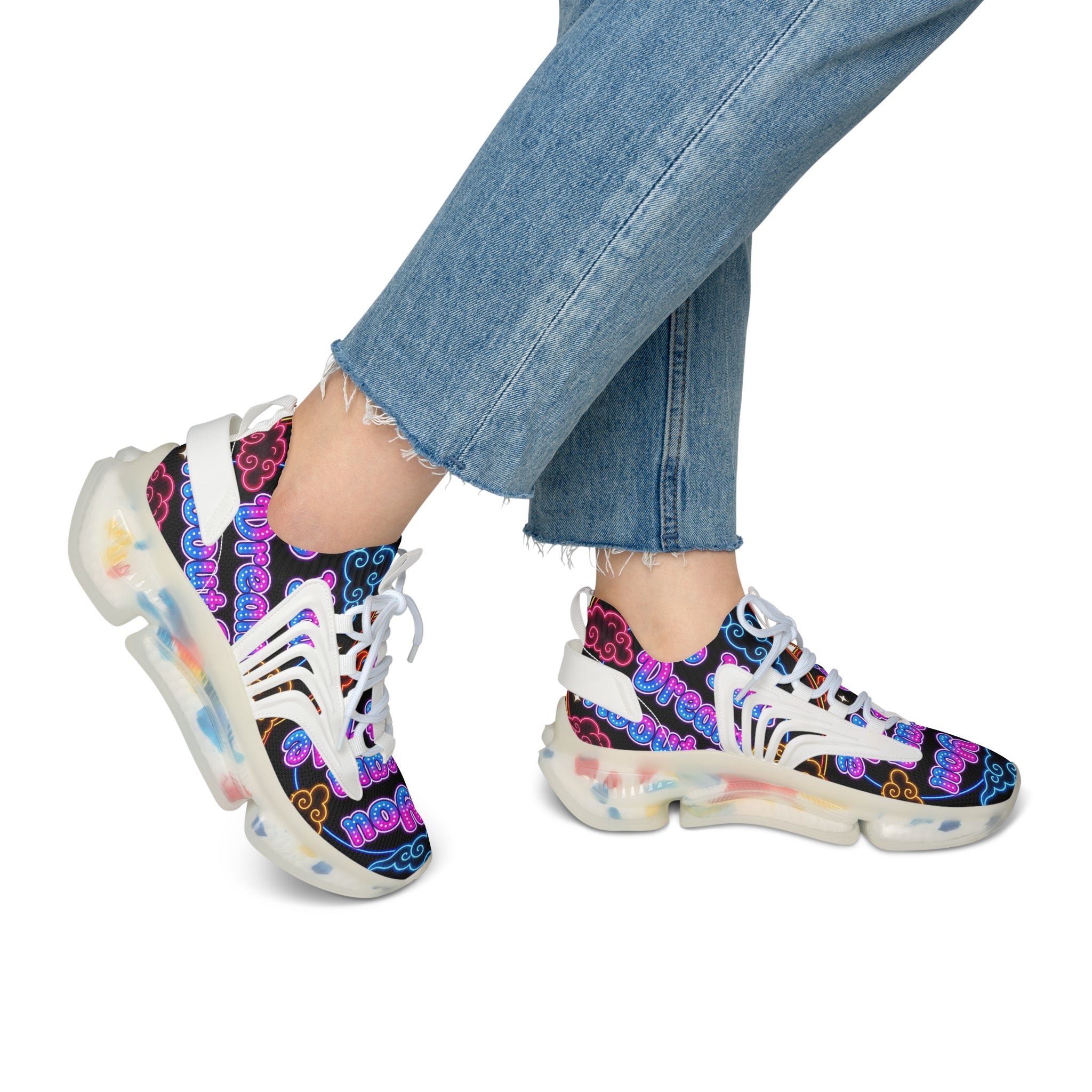 Women's Mesh Sneakers — Neon Cloud 'Do You Dream' Athletic Shoes