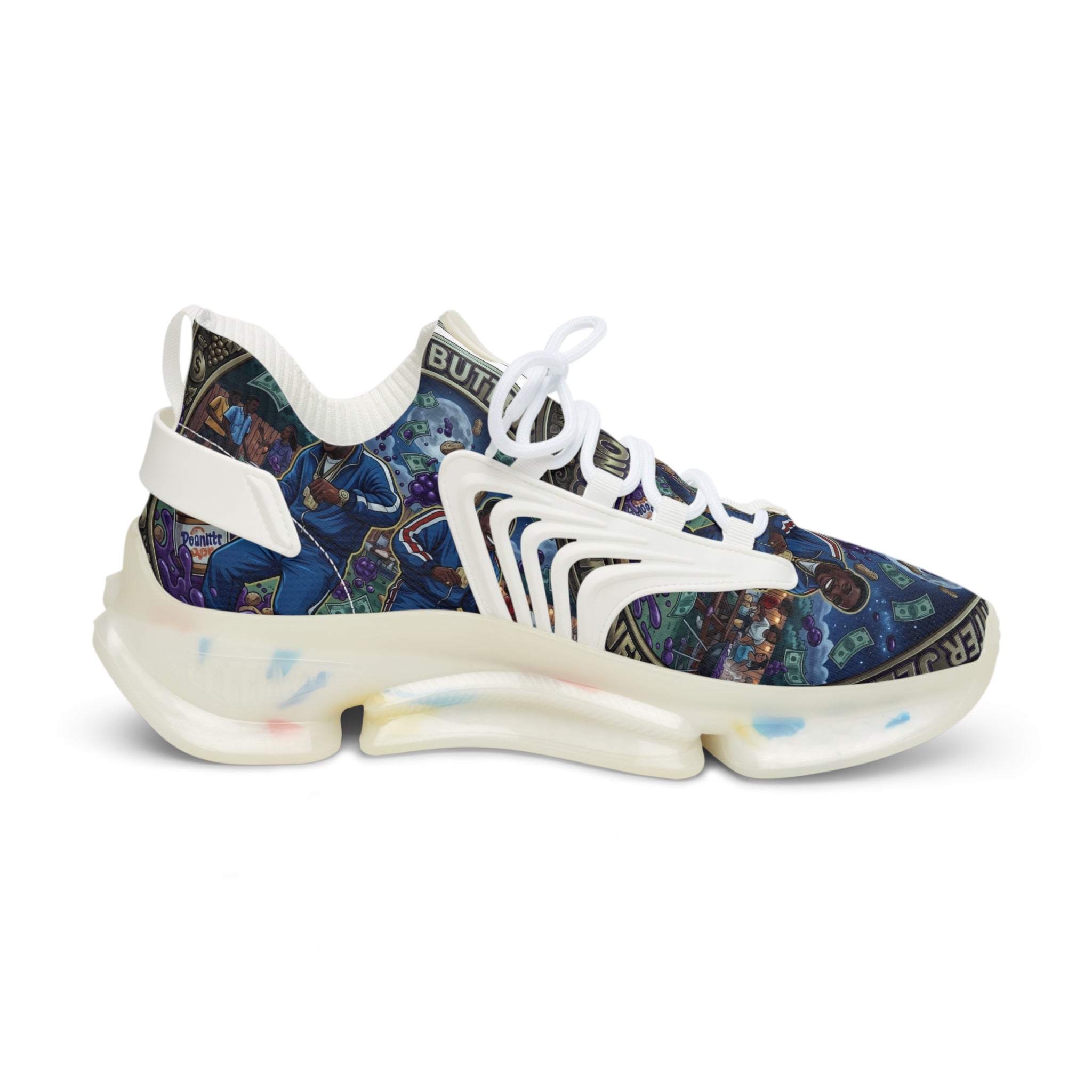 Men's Mesh Sneakers — "Peanut Butter Jelly"Cosmic Blue Graphic Athletic Shoes