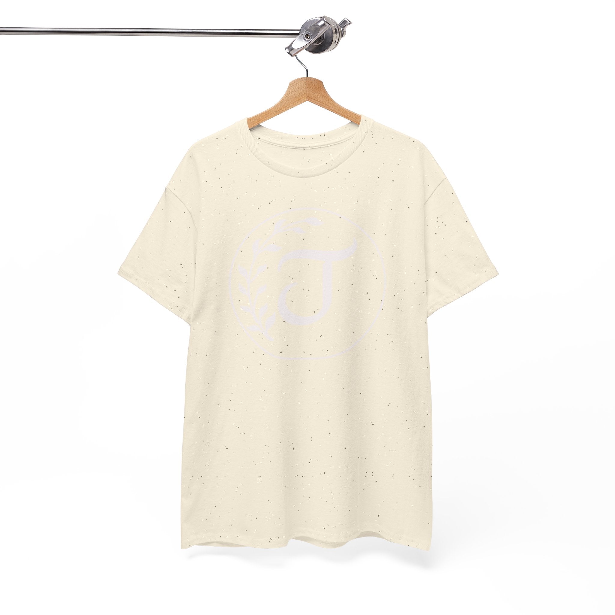 White Tee with Subtle "Floral J " Jesus Christ "— Minimalist Japanese Character T-Shirt