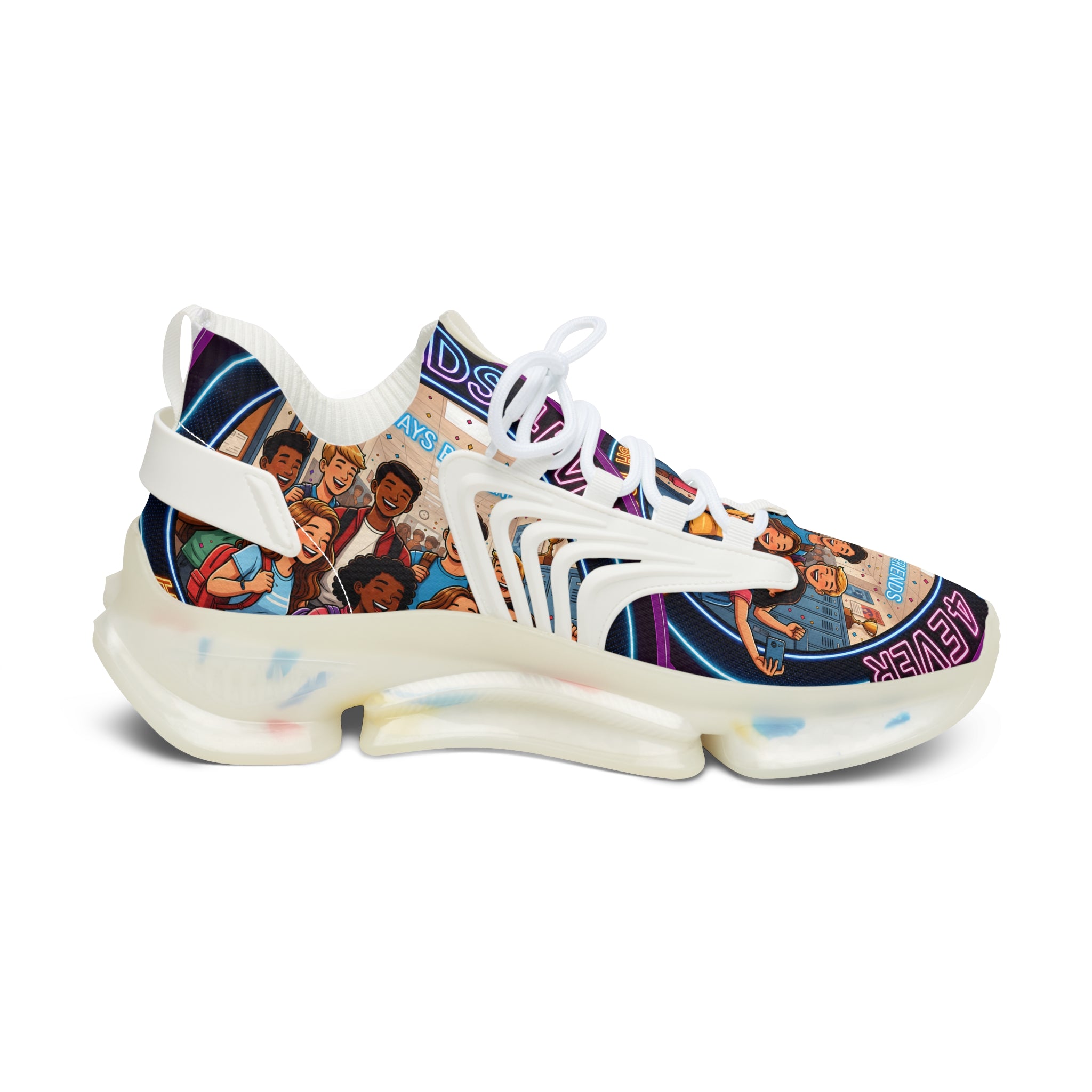 Mesh Sneakers — 'Friends 4Ever' Retro Group Photo Graphic Women's Athletic Shoes
