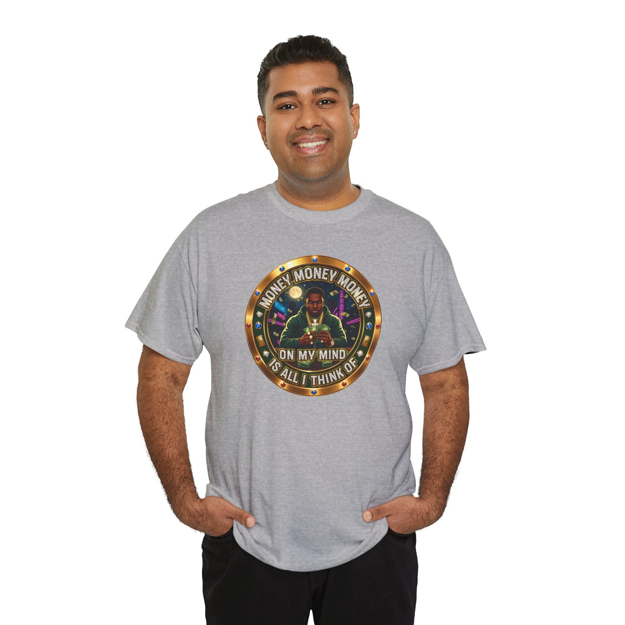 "Money On My Mind" Graphic Tee — Retro Casino Coin Design