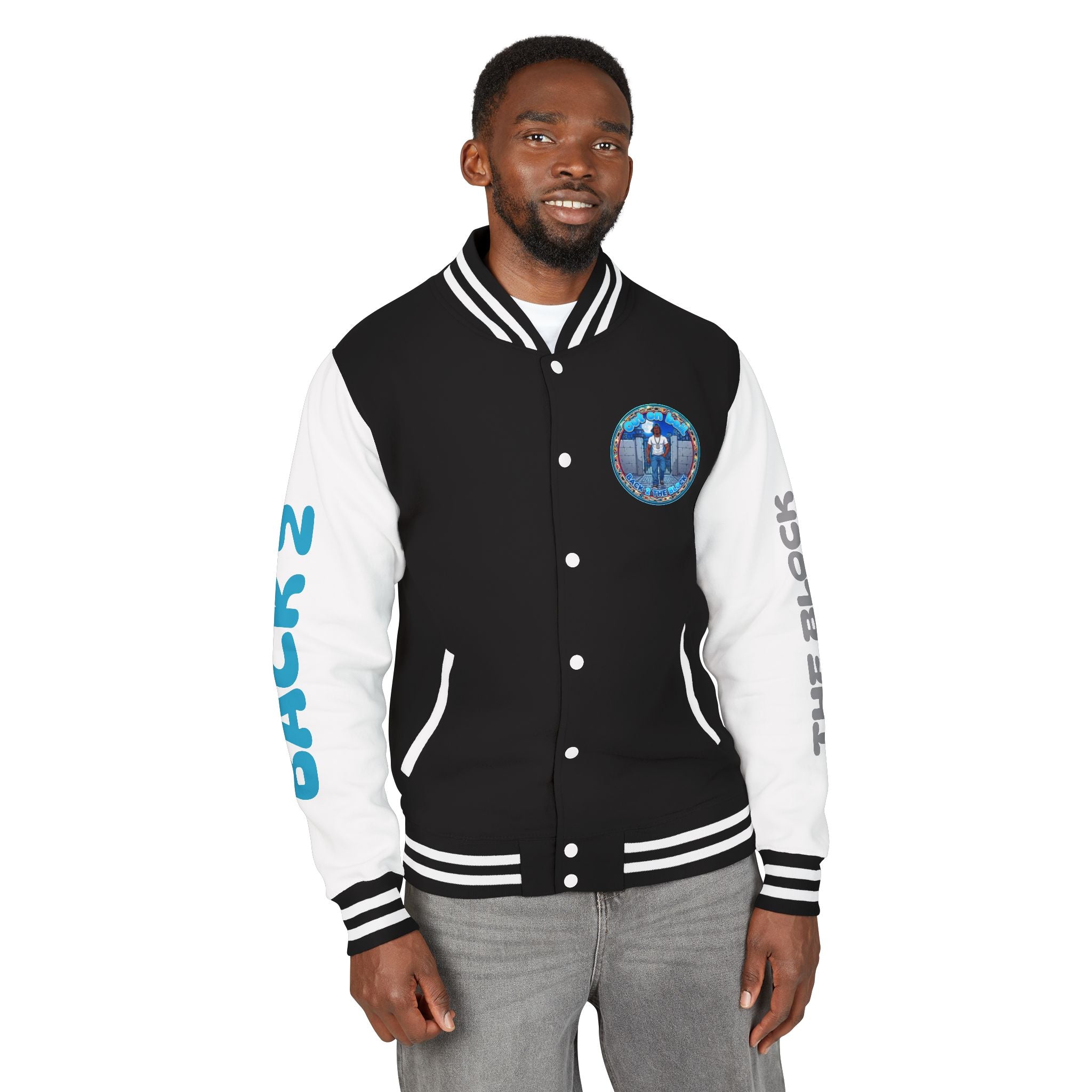 Letterman Jacket — 'Back 2 The Block' Retro Streetwear Patch Jacket