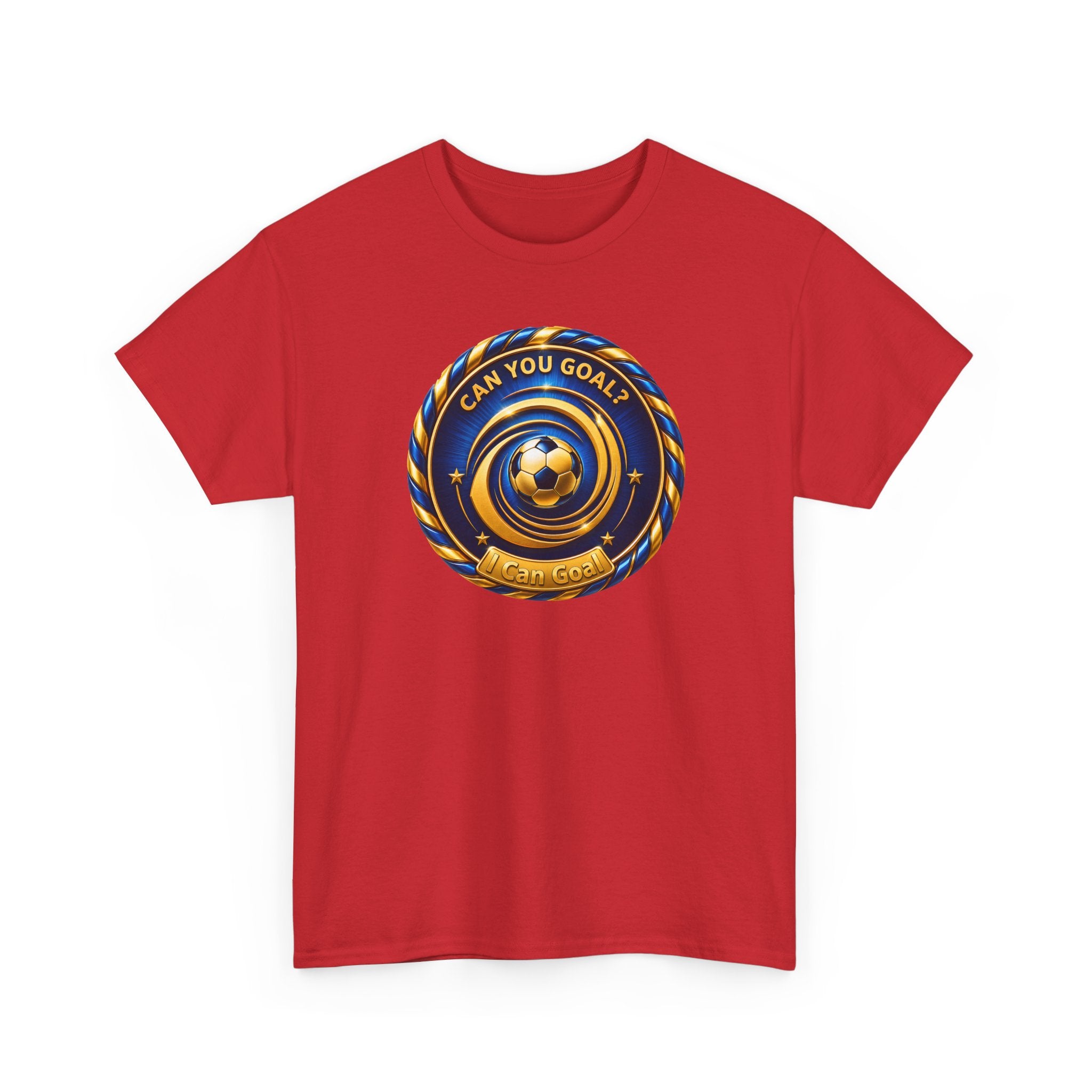 Soccer Badge Tee — "Can You Goal?" Graphic Soccer Shirt