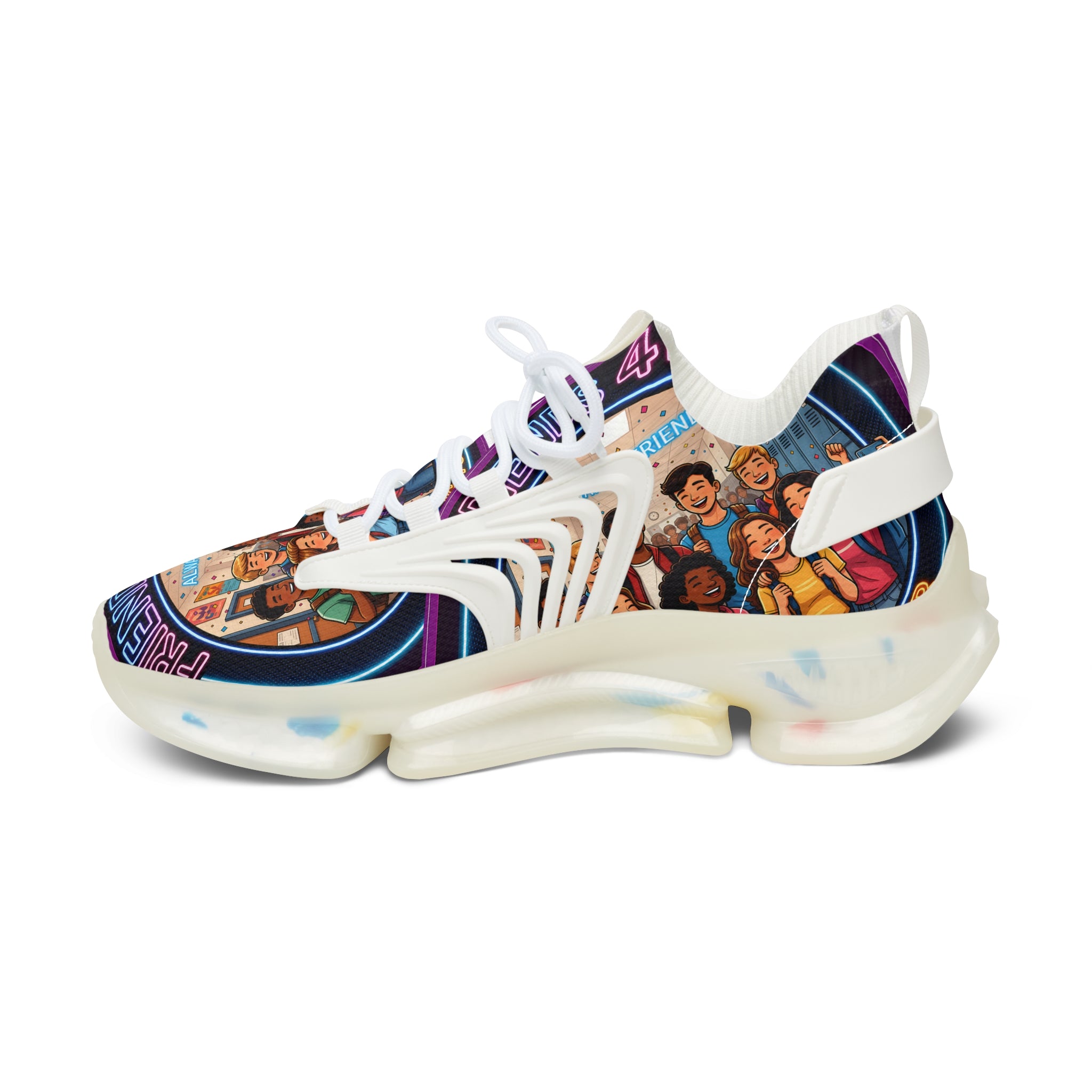 Mesh Sneakers — 'Friends 4Ever' Retro Group Photo Graphic Women's Athletic Shoes