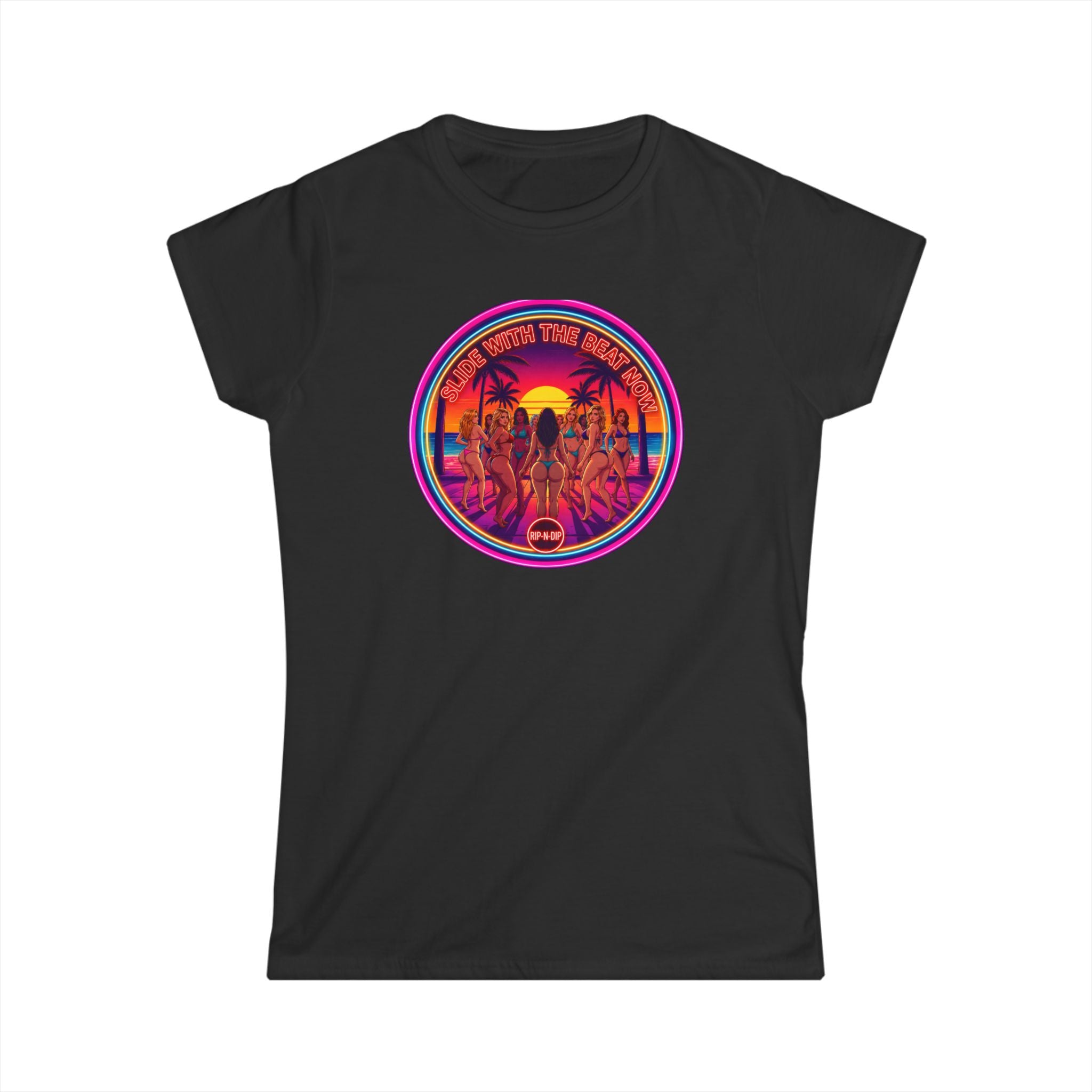 Women's Tee - " Slide With The Beat Now " Classic White Softstyle Short Sleeve