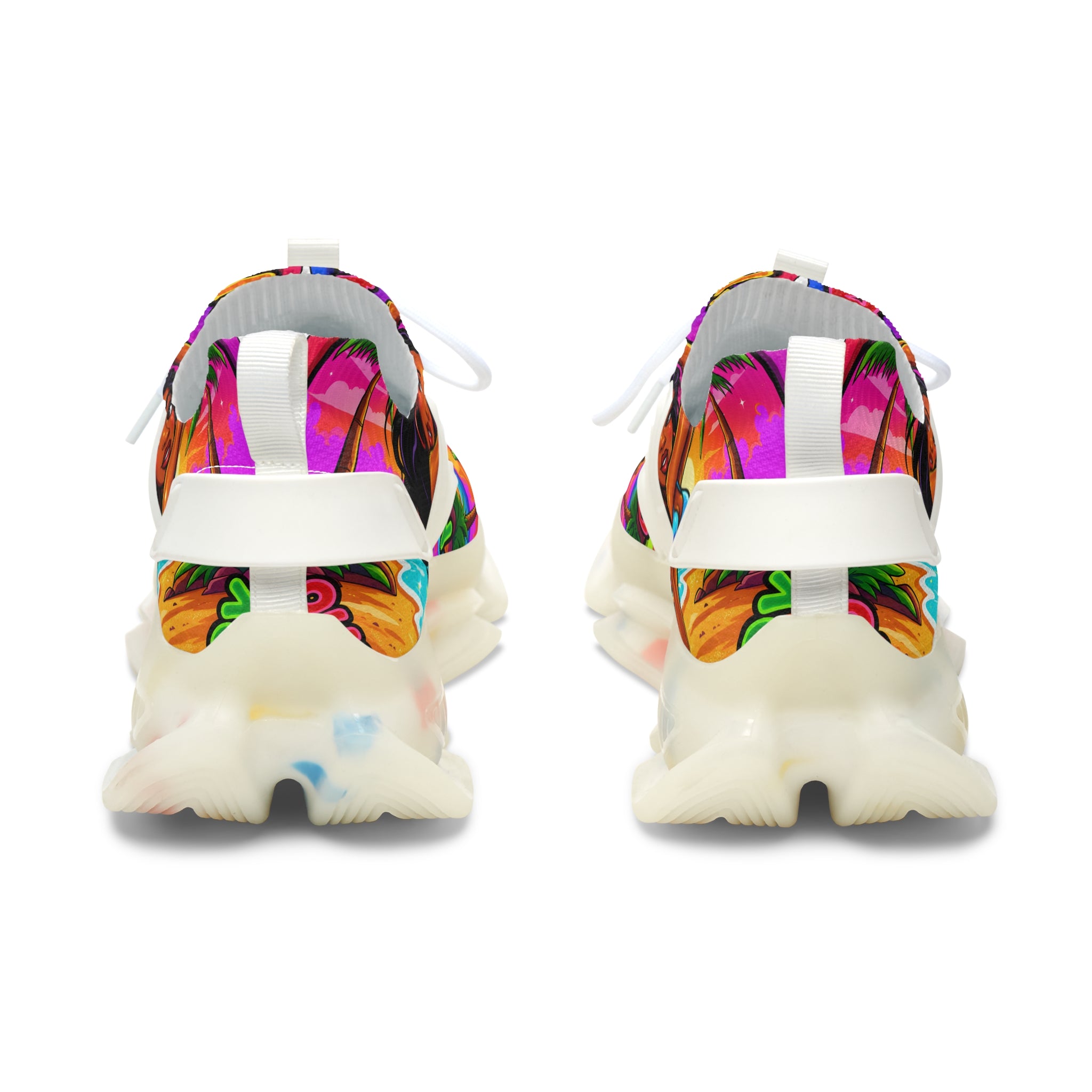 Women’s Mesh Sneakers — Vibrant Tropical ‘Ayi Ayi Ayi!’ Graphic Design