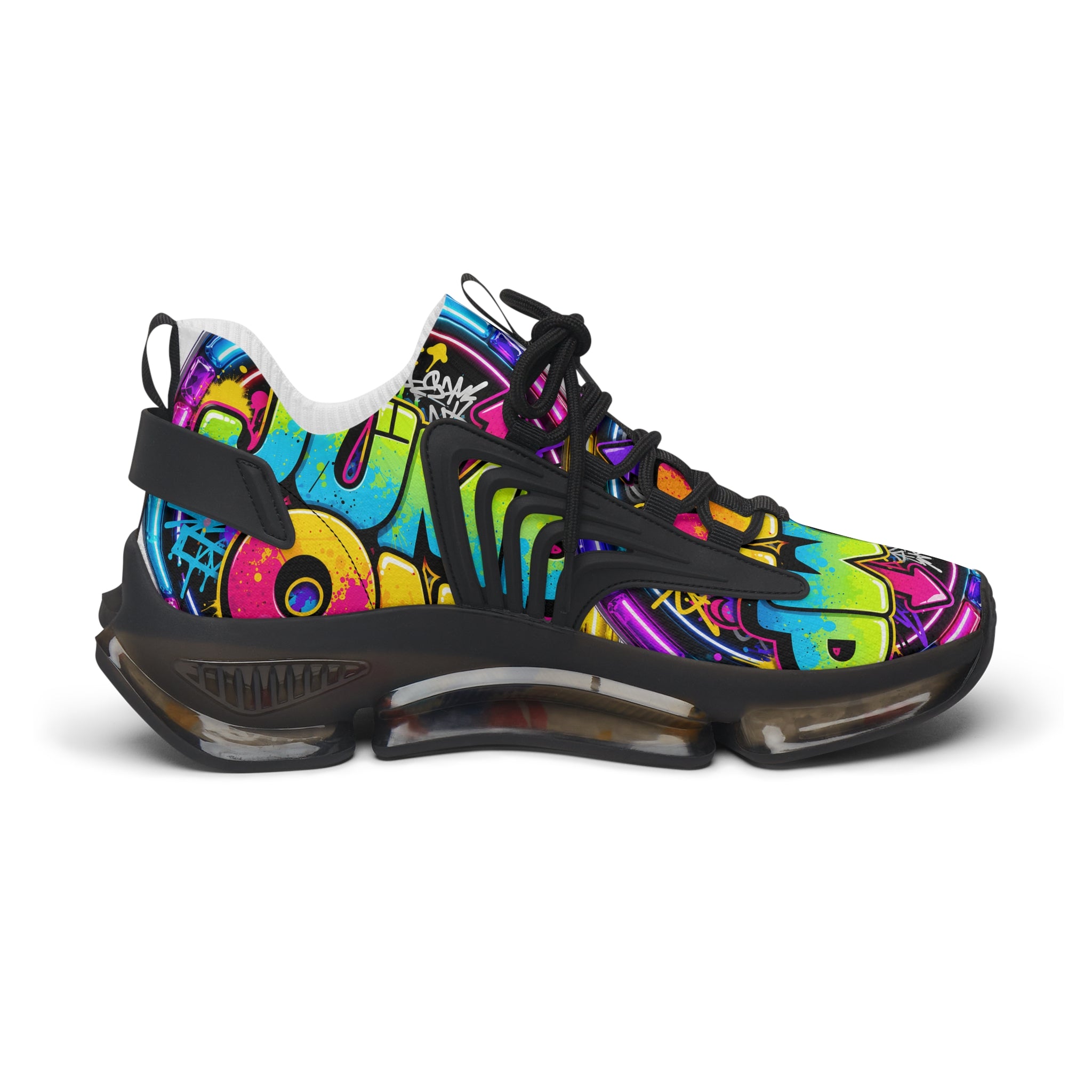 Women's Mesh Sneakers — "Jump On" Colorful Graffiti Streetwear Athletic Shoes