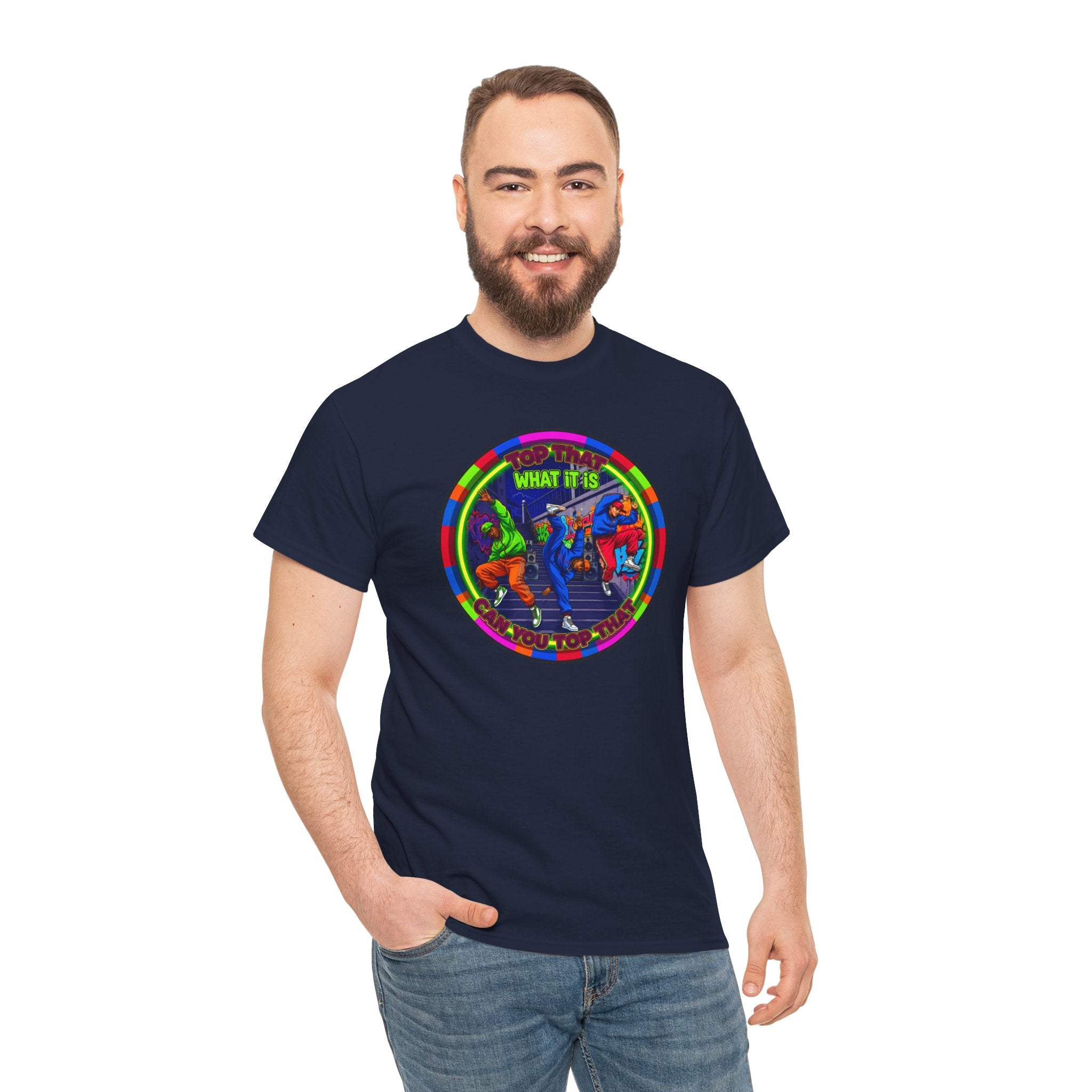 Dance Crew T-Shirt – "Top That What It Is" Retro Neon Graphic Tee