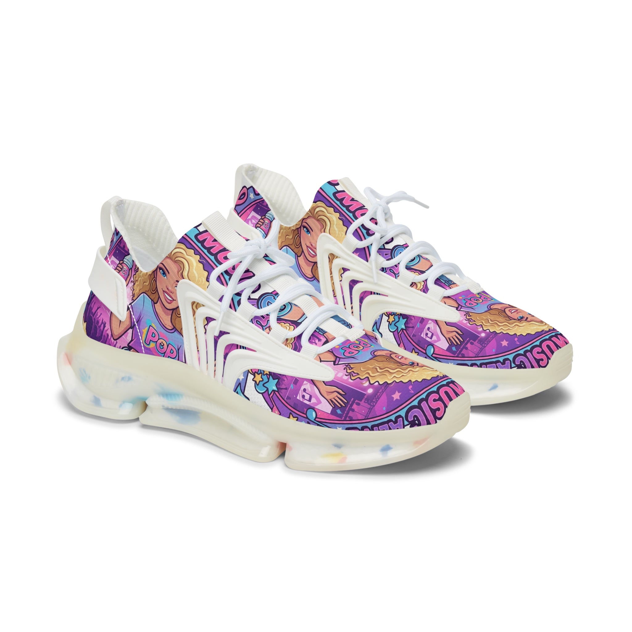 Women’s Mesh Sneakers —"Keep Pop Music Alive " Women's Trendy Printed Athletic Shoes