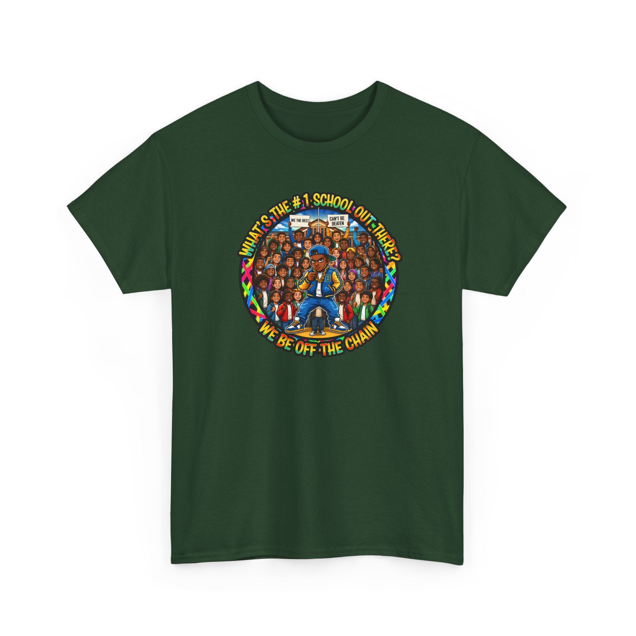 Community Unity Tee — "What's The #1 School Out There" Illustration Shirt