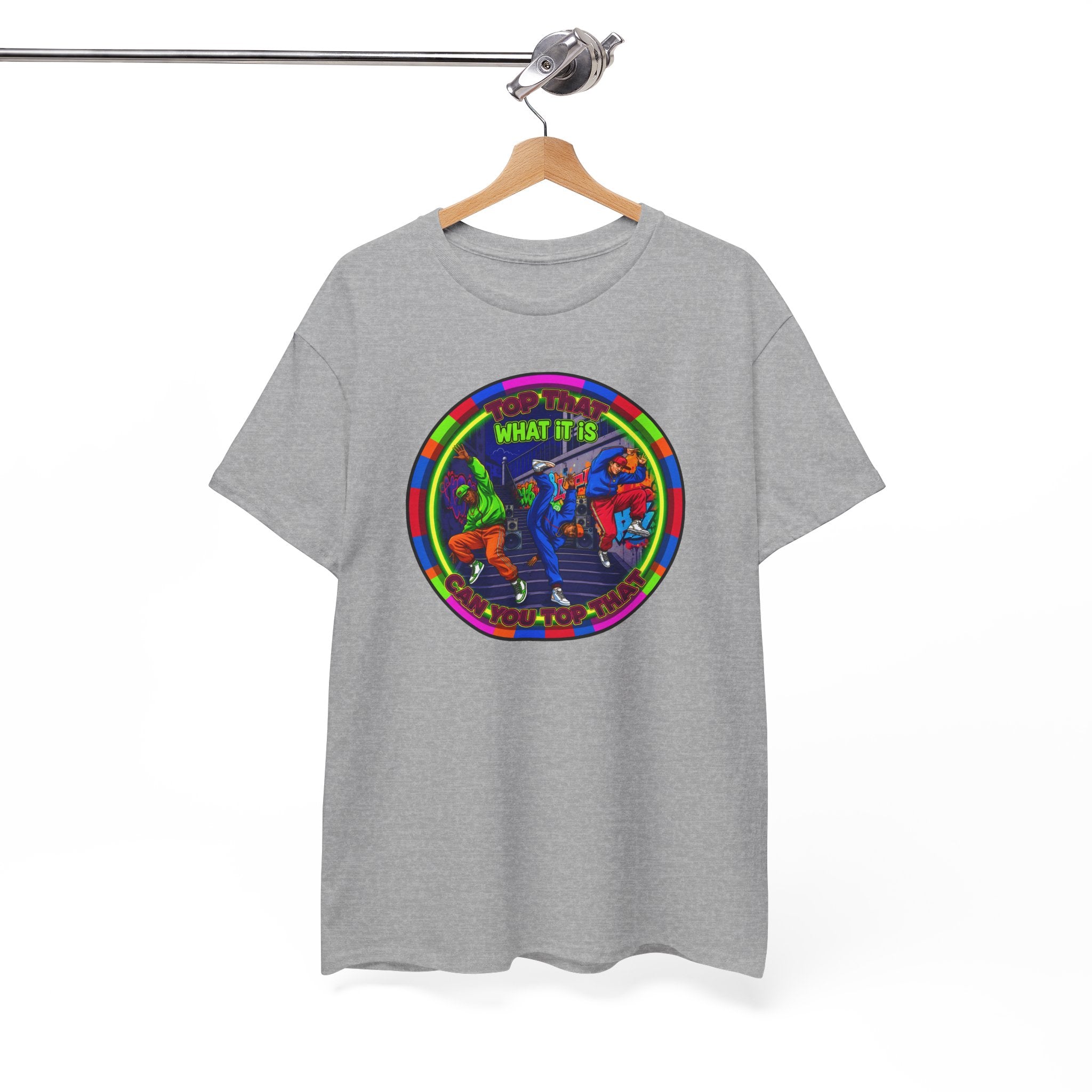 Dance Crew T-Shirt – "Top That What It Is" Retro Neon Graphic Tee