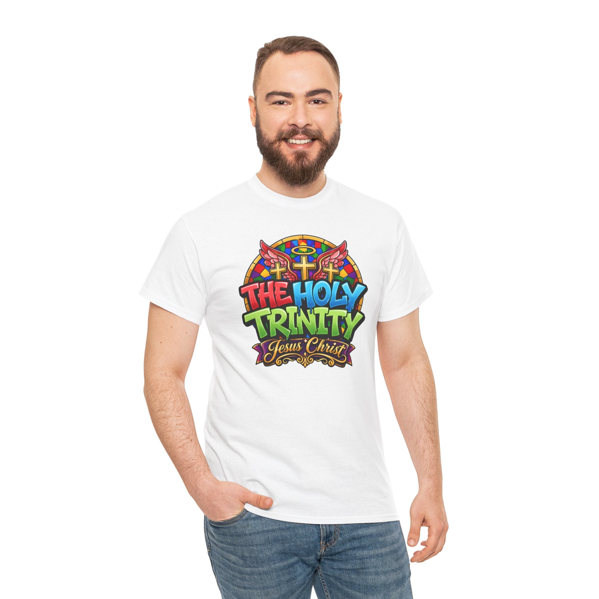 Holy Trinity Graphic Tee — 'The Holy Trinity Jesus Christ' Colorful Faith T-Shirt