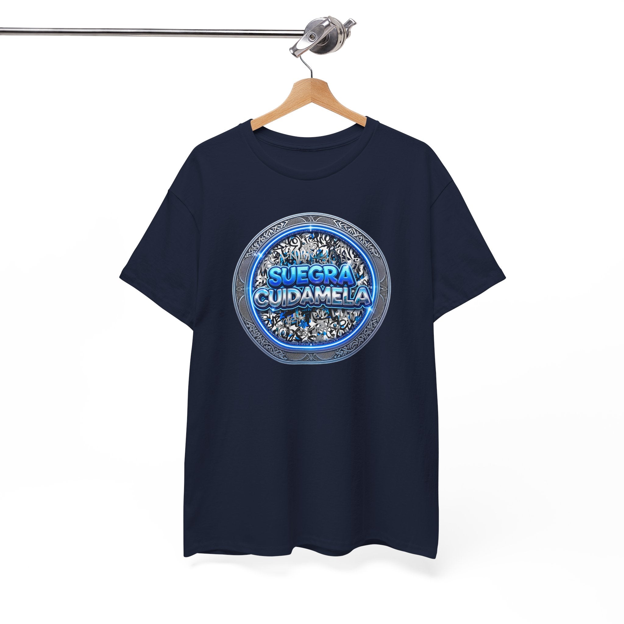 T-Shirt — Suegra Cuídame (Blue Floral Emblem)
