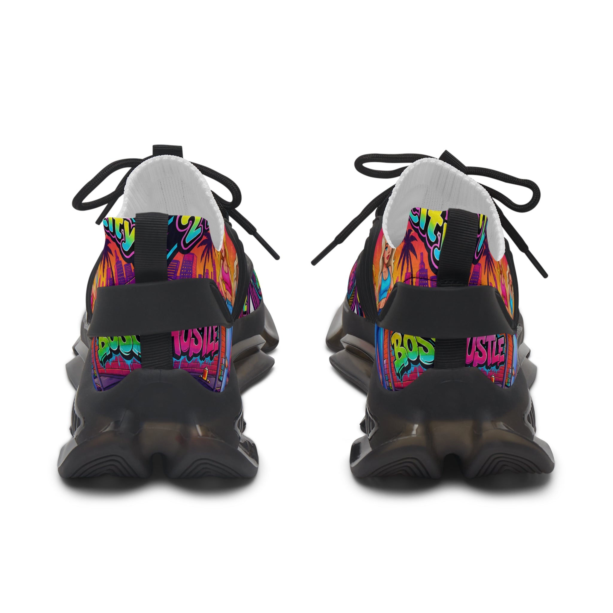 Mesh Sneakers — Colorful 'Girls From The City' Graphic Athletic Shoes