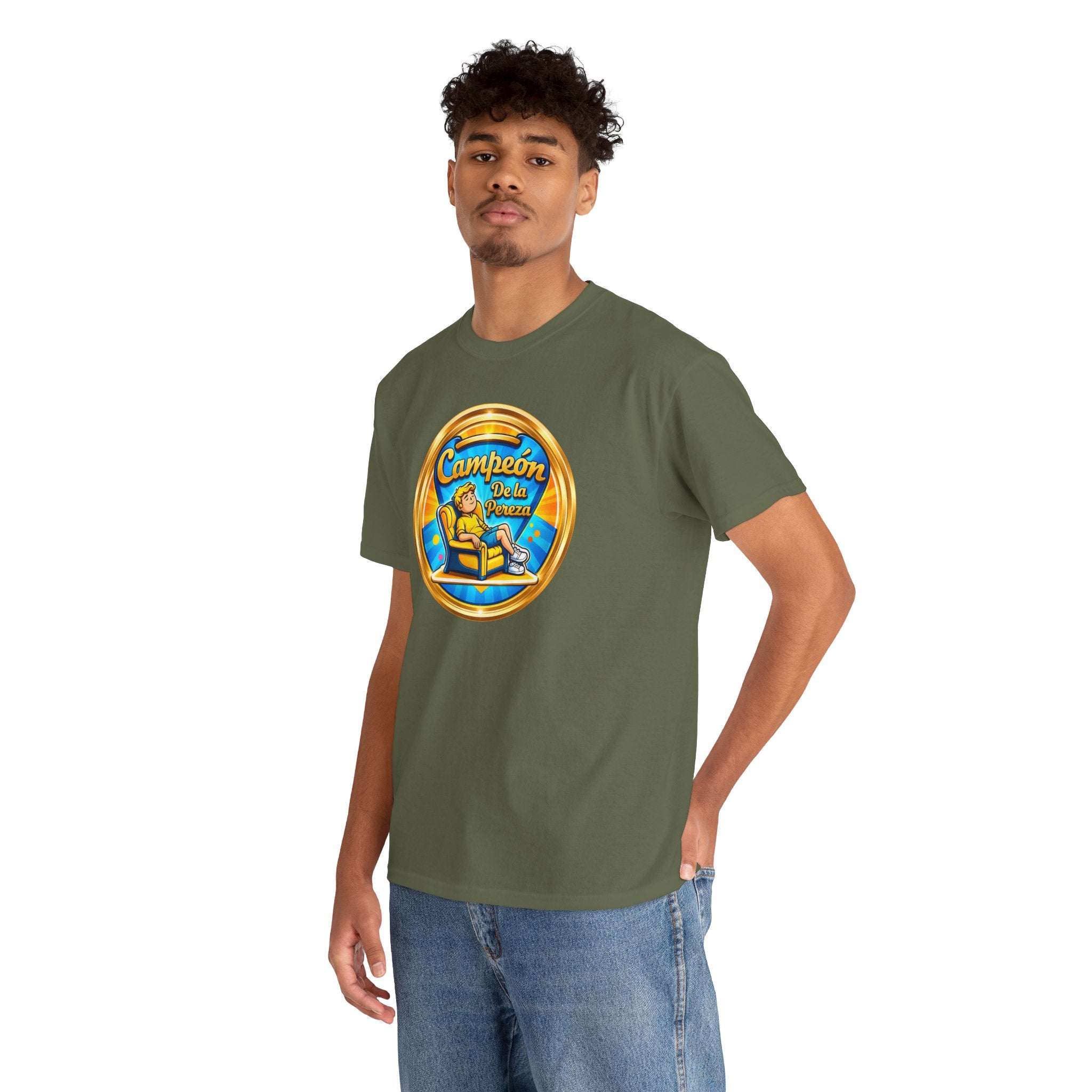 "Campeón De La Pereza" Tee — Gold Badge Adventure T‑Shirt