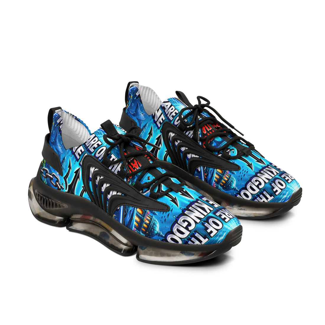 Men's Mesh Sneakers —"Beware Of The Marine Warrior"Ocean Trident Streetwear Running Shoes