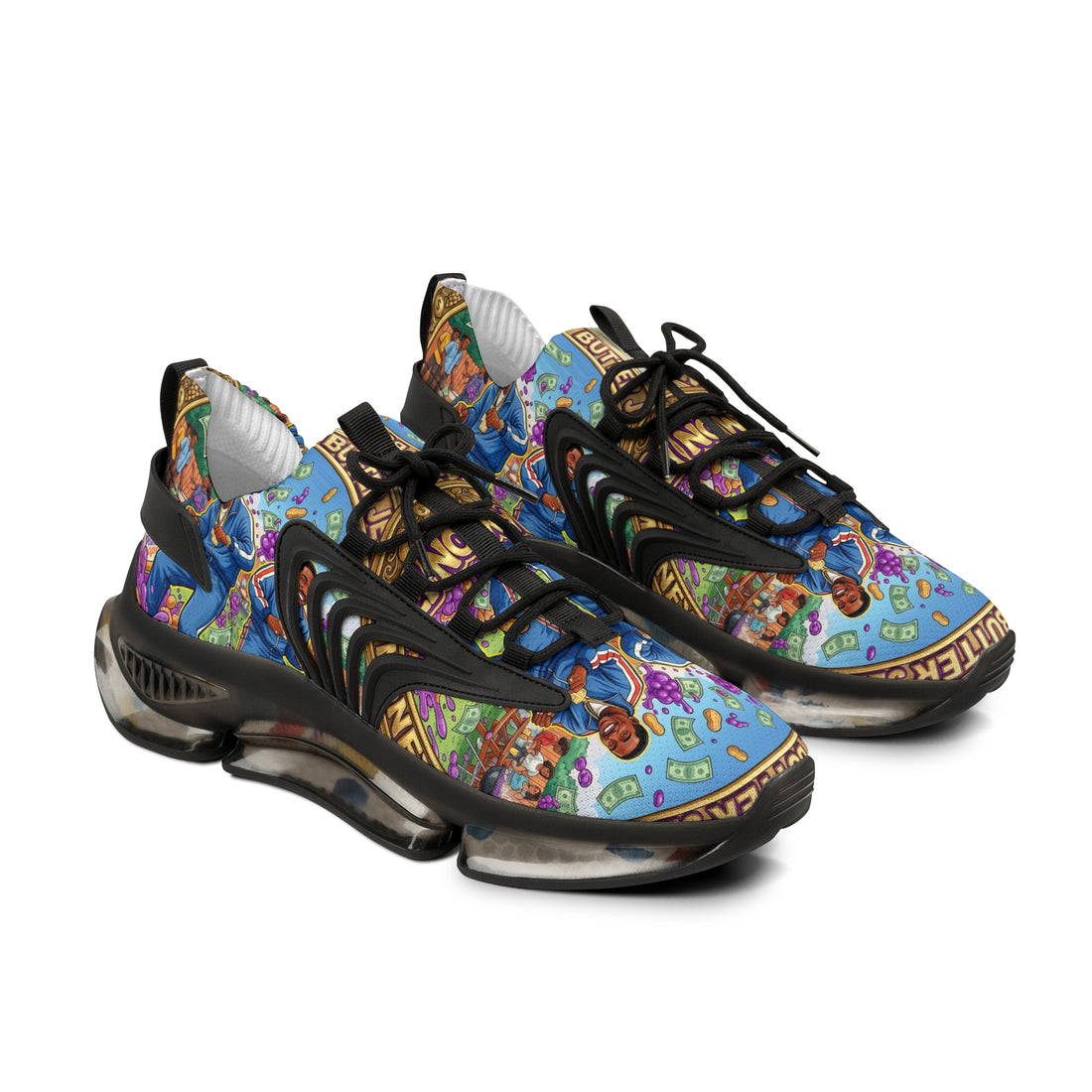 Mesh Sneakers —" Peanut Butter Jelly" Colorful Family Portrait Design Athletic Shoes