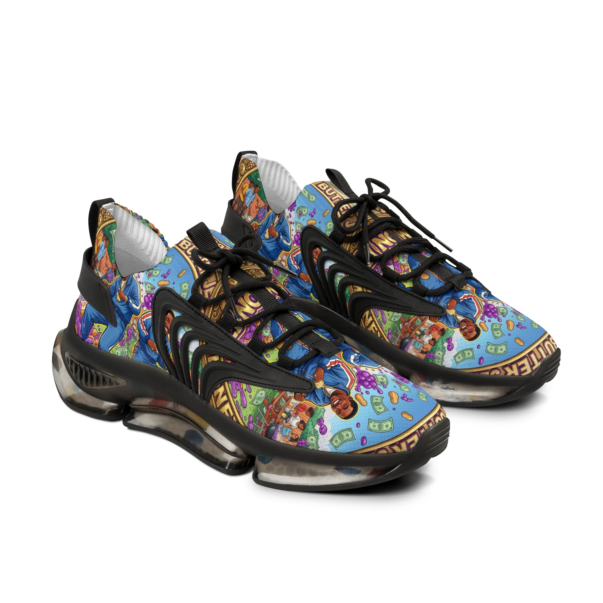 Mesh Sneakers —" Peanut Butter Jelly" Colorful Family Portrait Design Athletic Shoes