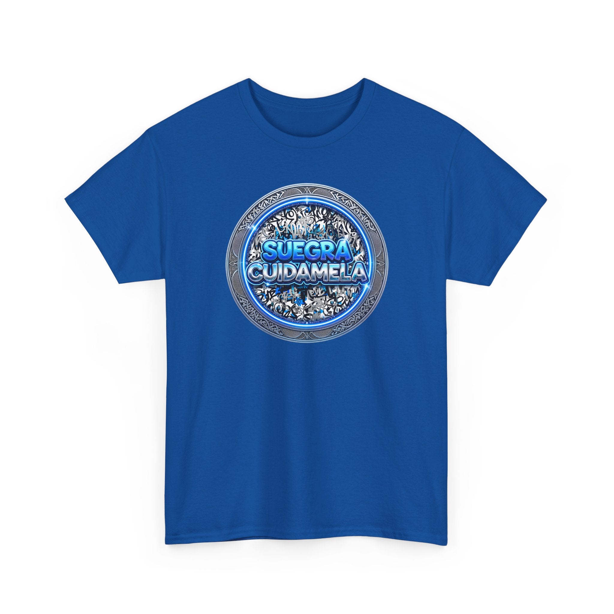 T-Shirt — Suegra Cuídame (Blue Floral Emblem)