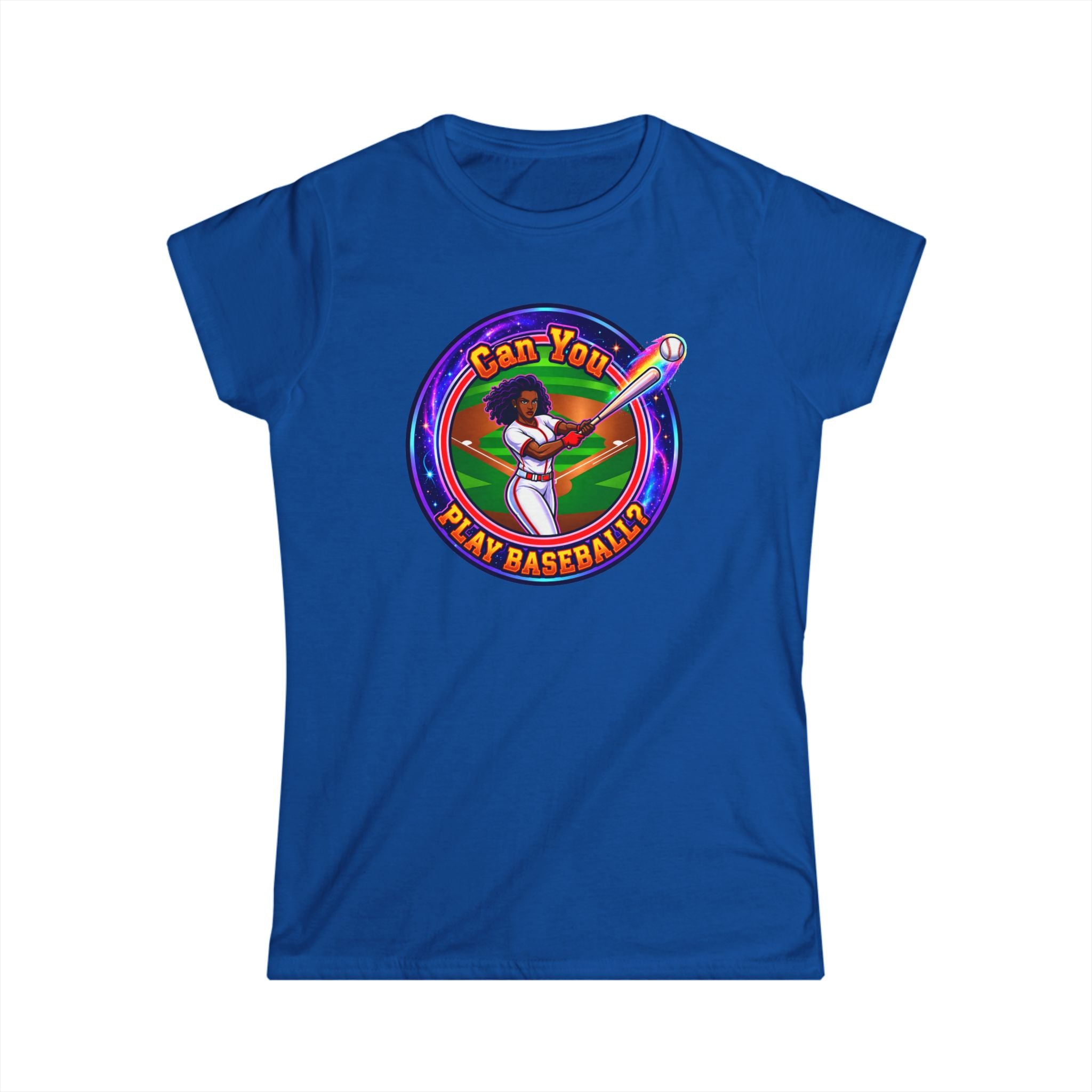 "Can You Play Baseball" Women's Baseball Tee – Feminine Softstyle Baseball Shirt