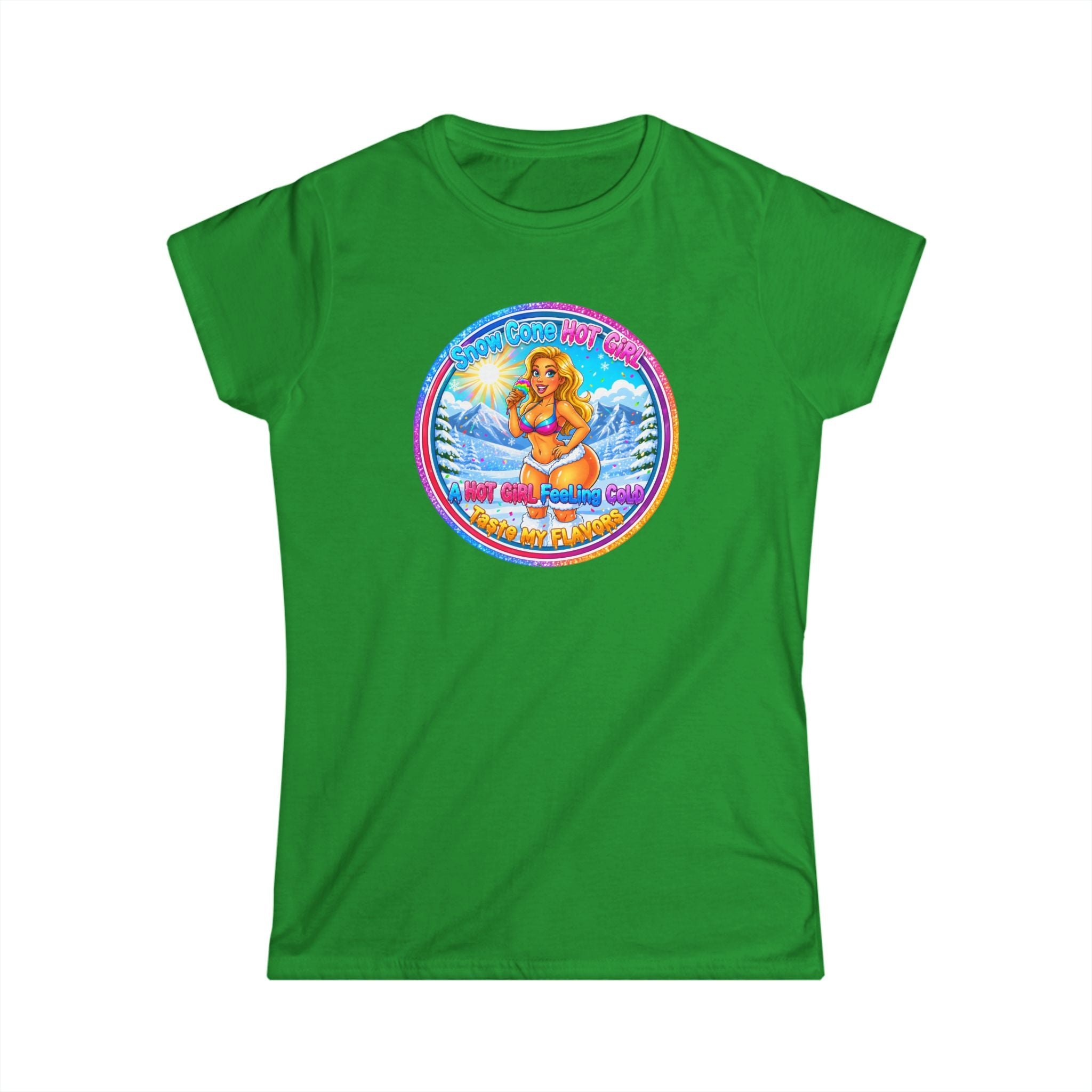 Retro Beach Pinup Tee — "Snow Cone Hot Girl" Women's T-Shirt