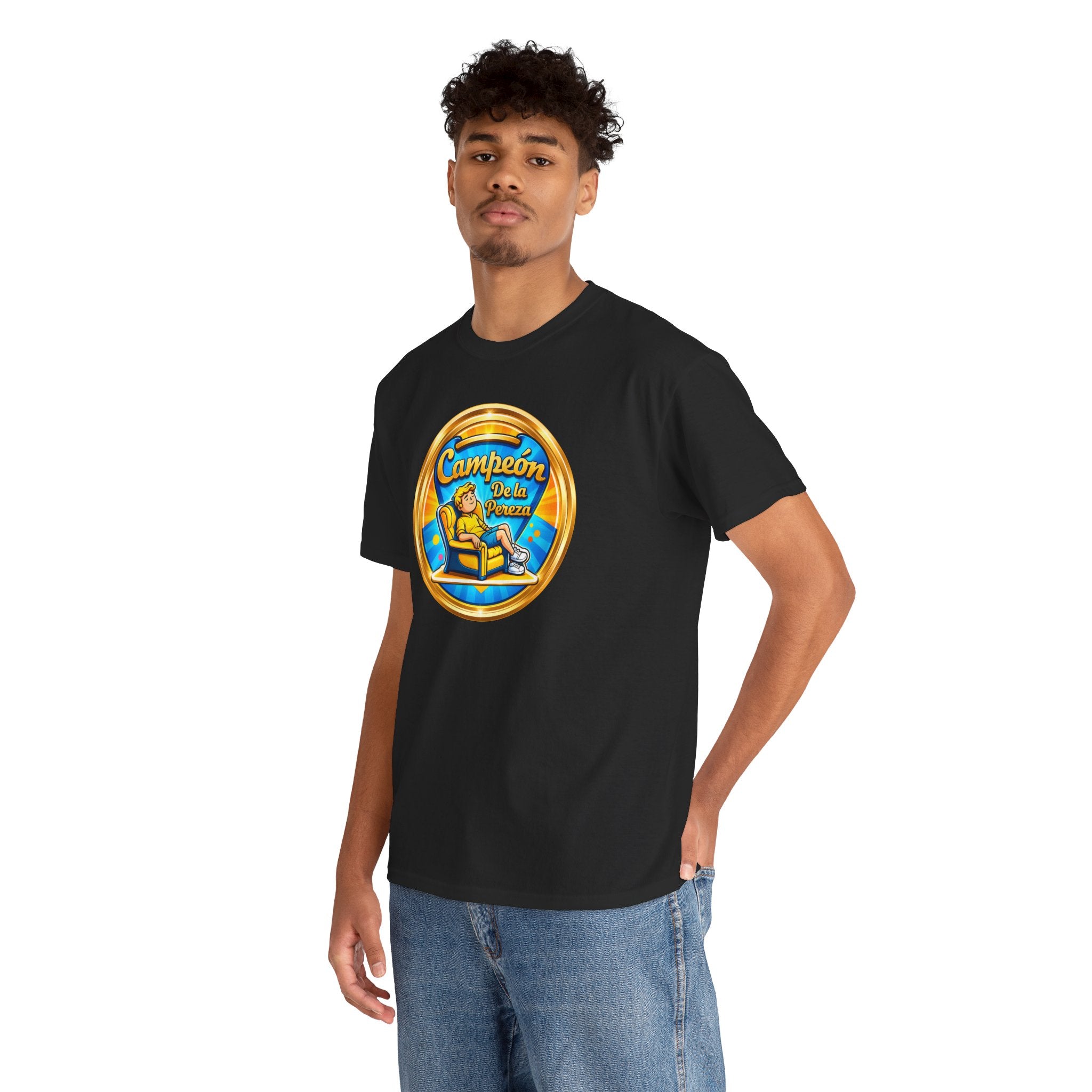 "Campeón De La Pereza" Tee — Gold Badge Adventure T‑Shirt