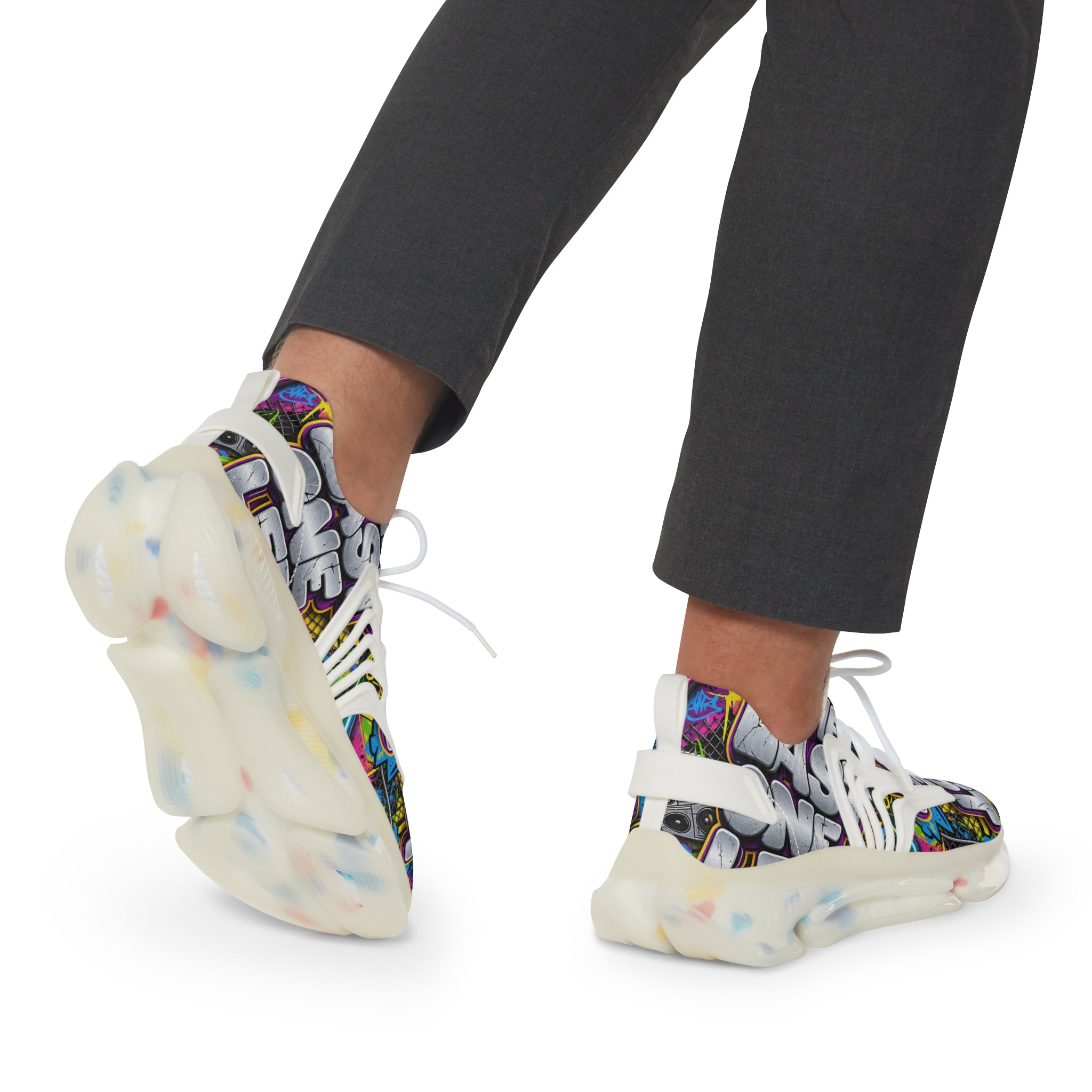 Men's Graffiti 'The Last One Left" Mesh Sneakers — Colorful Streetwear Athletic Shoes