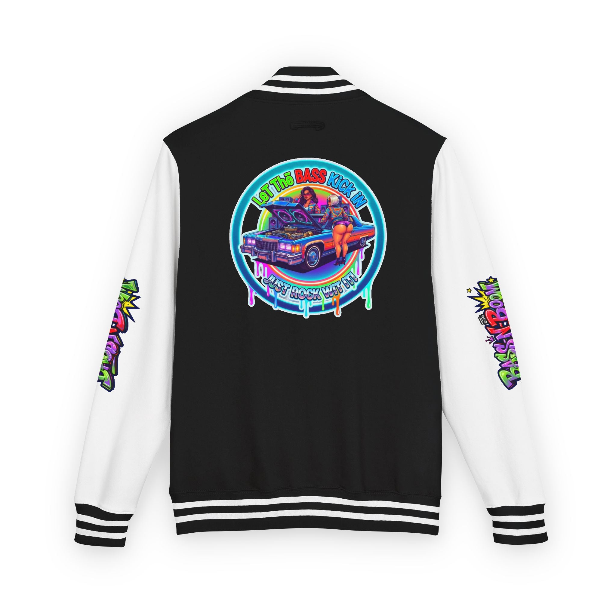 Letterman Jacket — ' Let The Bass Kick In' Retro Lowrider Crew Graphic
