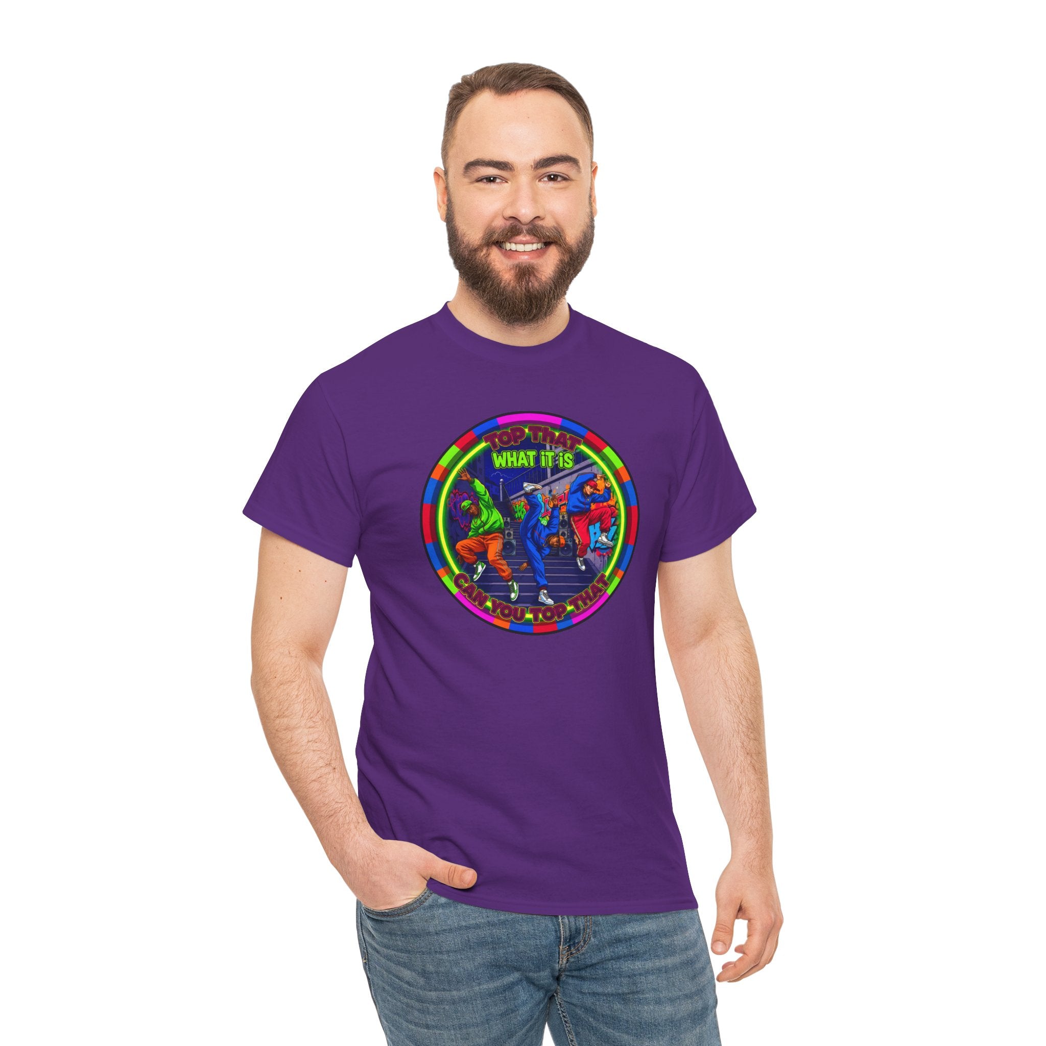 Dance Crew T-Shirt – "Top That What It Is" Retro Neon Graphic Tee