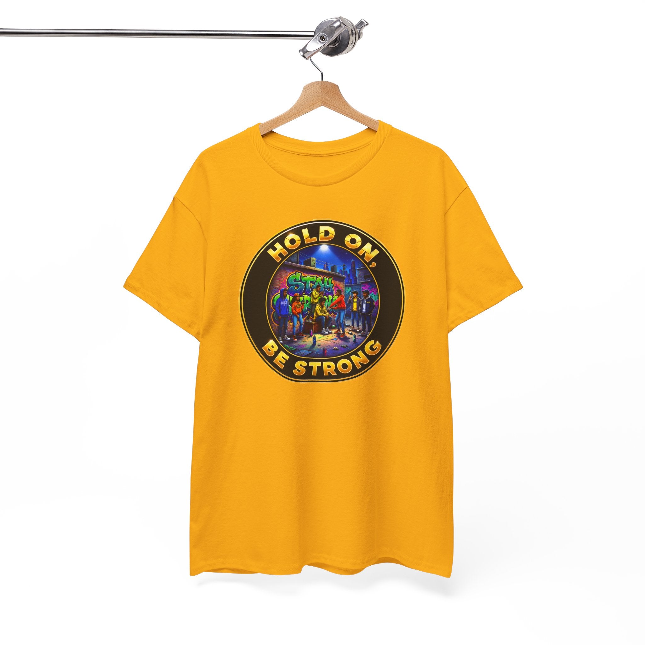 T-Shirt — 'Hold On Be Strong' Inspirational Retro Circle Graphic Tee