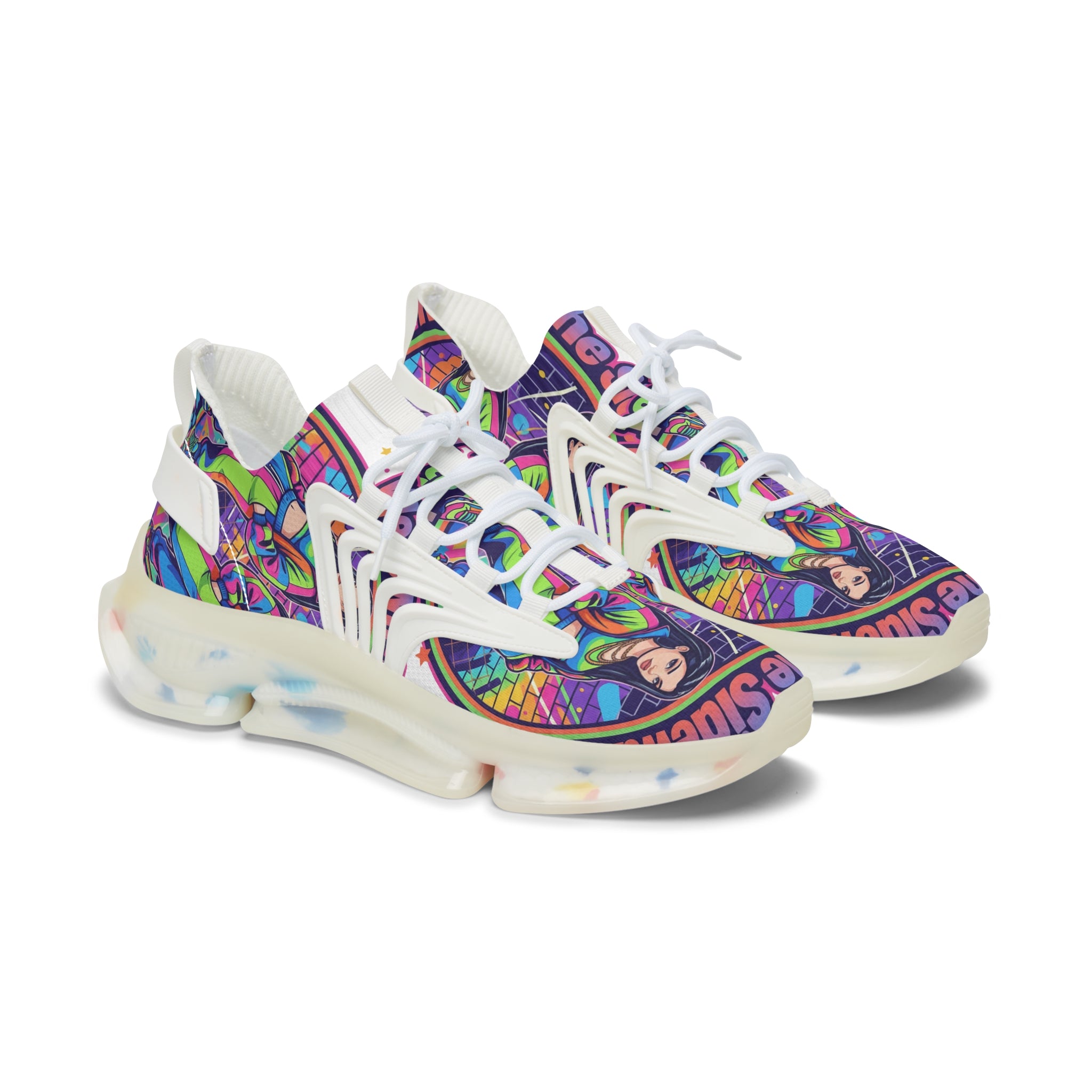 Women’s Mesh Sneakers — "We Own The Sidewalk "Colorful Retro Graphic Streetwear Trainers