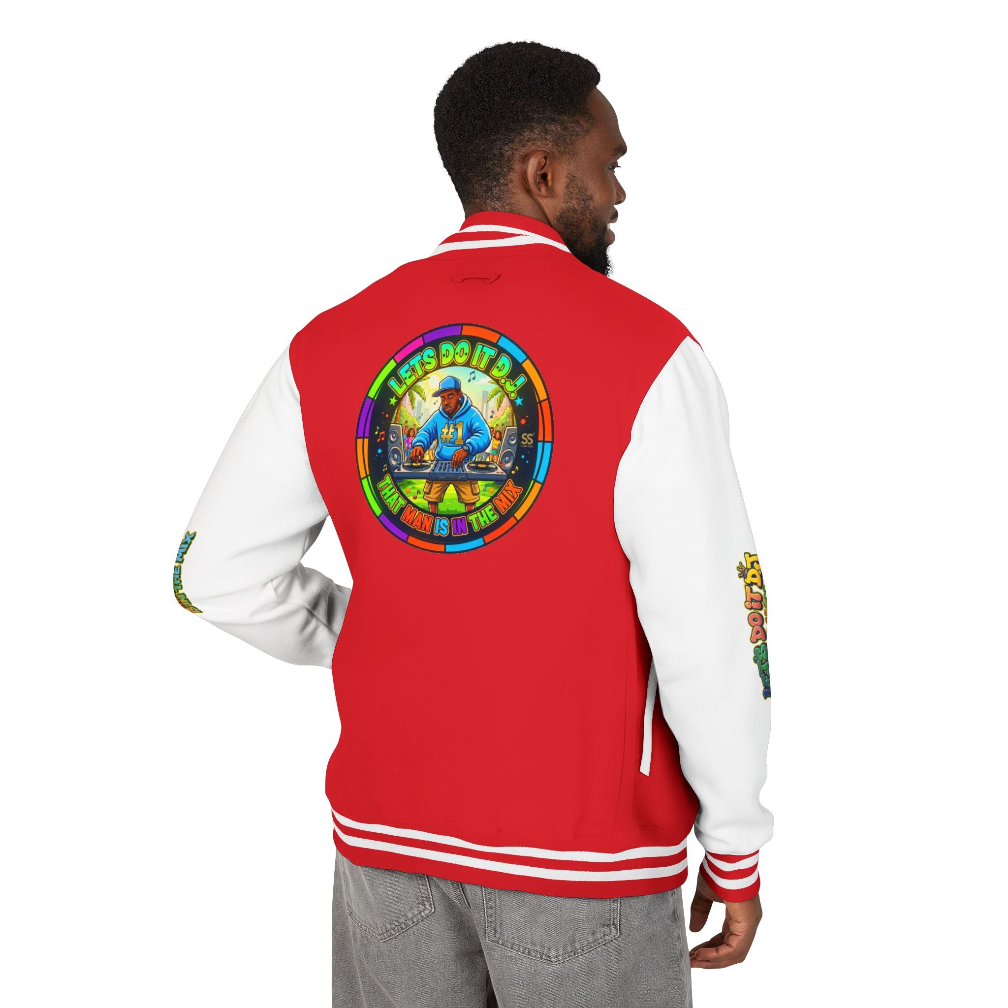Letterman Jacket — 'Let's Do It' DJ Graphic Varsity Jacket