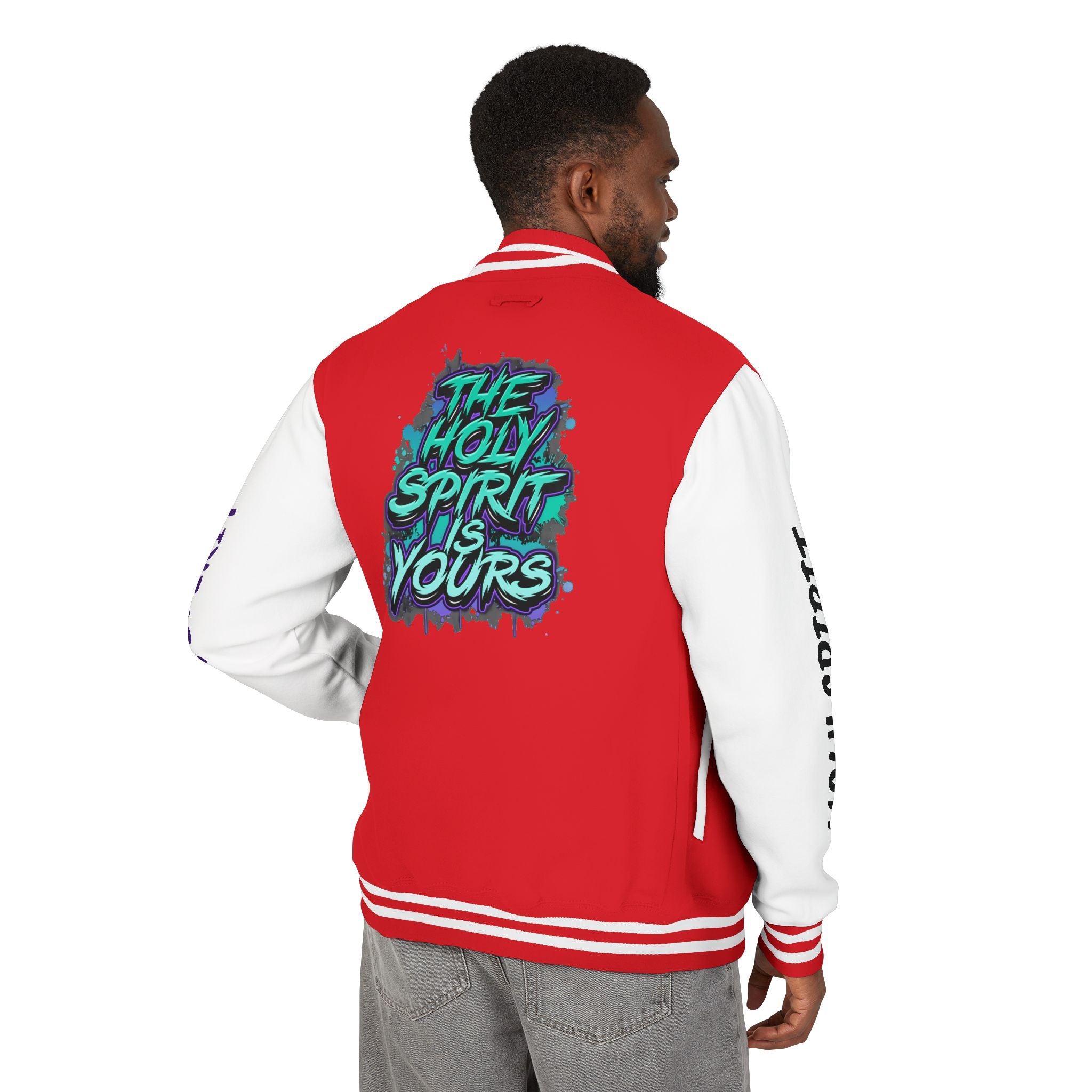 Letterman Jacket — "The Holy Spirit Is Yours" Graphic