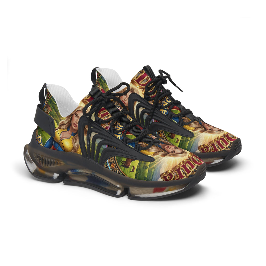 Women's Mesh Sneakers —"La Dura De Colombia " Vintage Country Girl Graphic Athletic Shoes