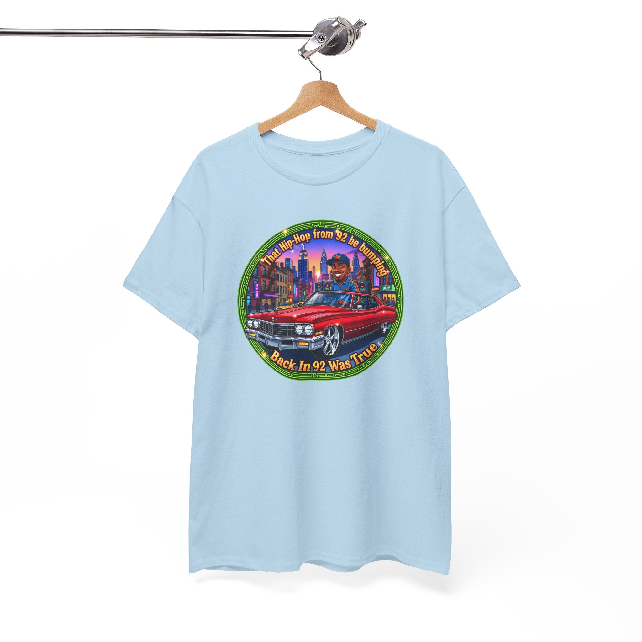 Vintage Red Convertible T-Shirt – “That Hip-hop From 92 Be Bumping" Retro City Cruise Tee